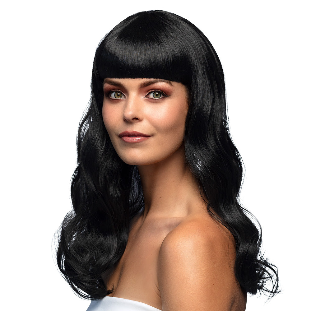 Elegante Langhaar-Perücke für Damen Chique 55 cm mit Pony blond oder schwarz 4