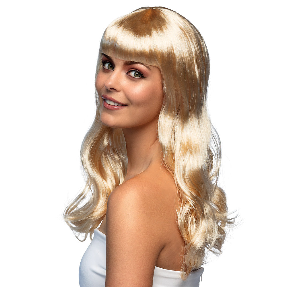 Elegante Langhaar-Perücke für Damen Chique 55 cm mit Pony blond oder schwarz 3