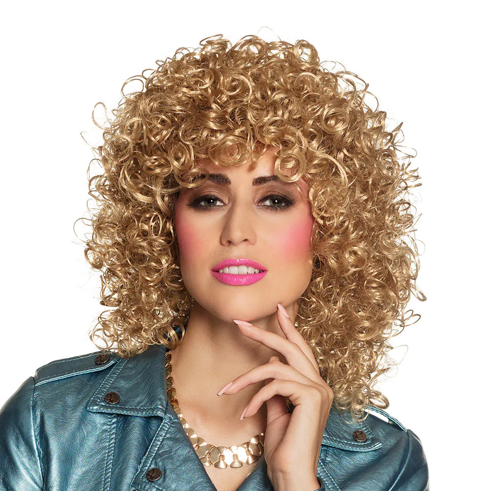 Wig Club – Blonde Retro Curly Wig for Women &amp; Men, Carnival &amp; 80s