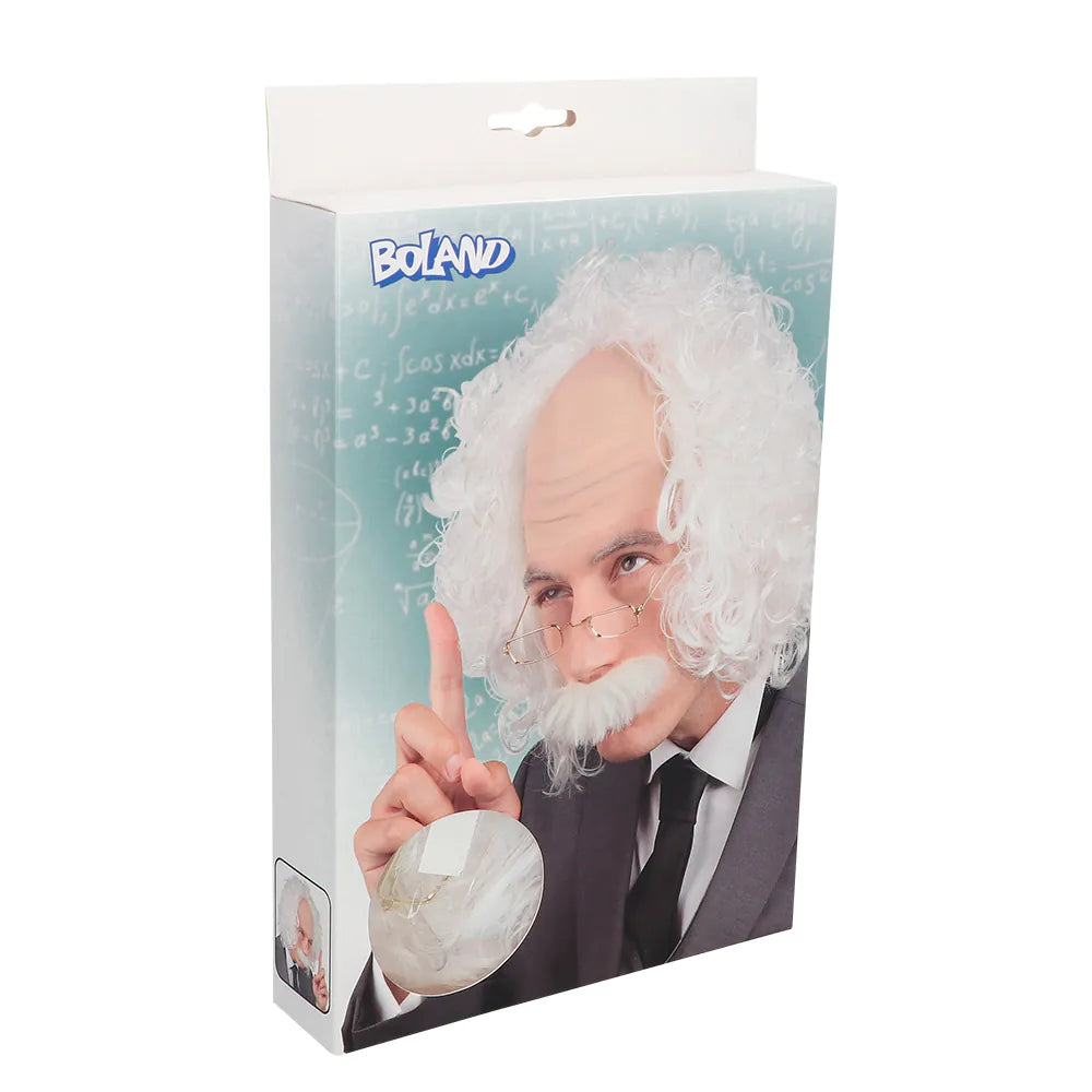 Professor wig with mustache &amp; glasses – White men's costume set for carnival 2
