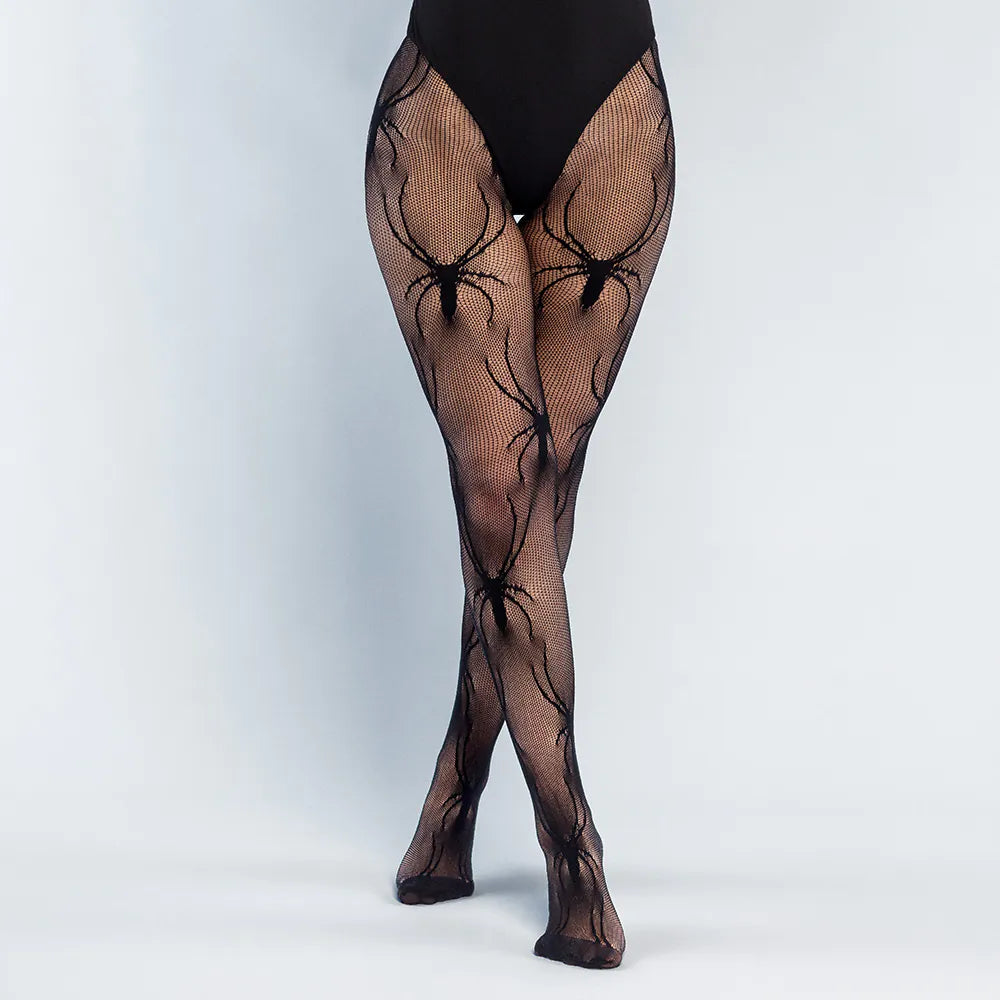 Spider Widow tights – black fishnet tights with spider motif 3