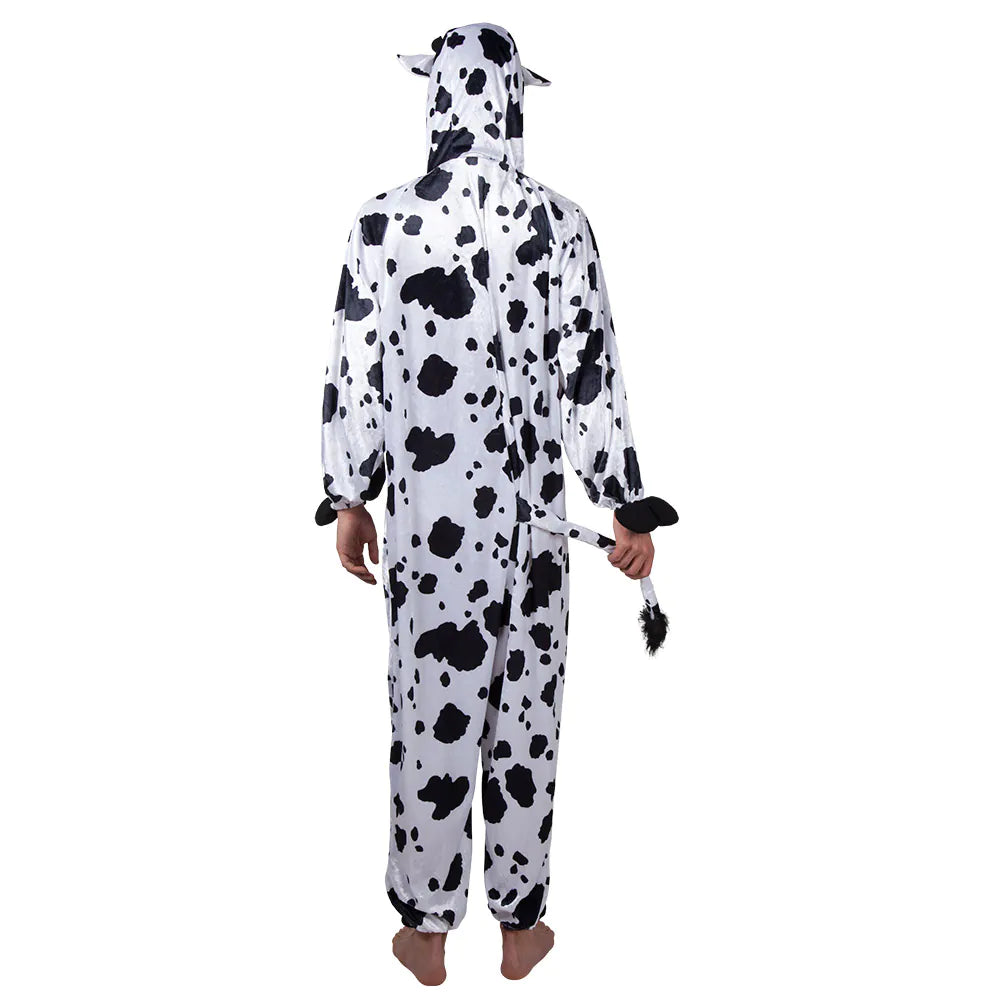Plush Cow Costume, Funny Animal Costume, One-Piece with Hood, Pink Udder, Warming Selection 4
