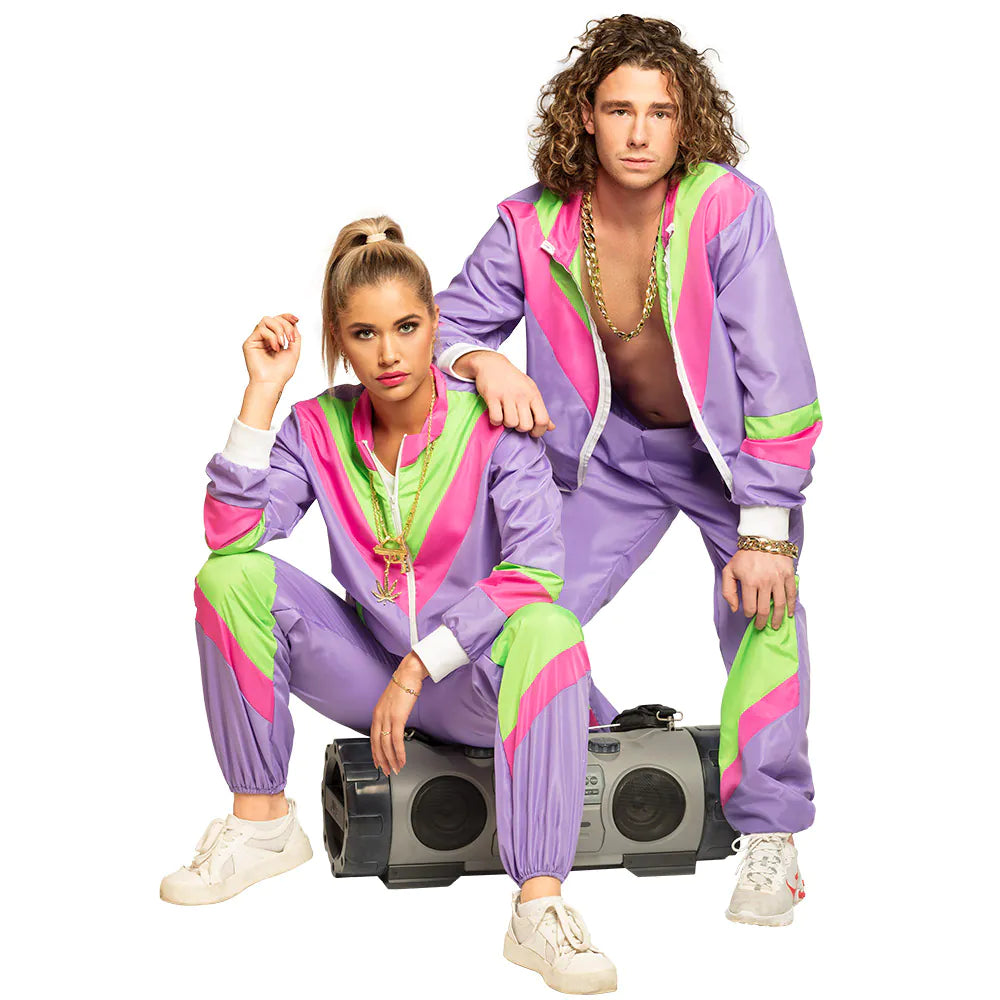 Retro 80s Tracksuit in Purple UV for Women and Men S M L XL typical 80s style 16