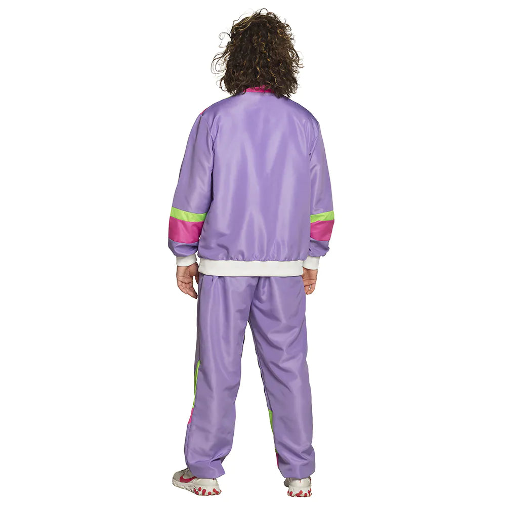 Trainingsanzug Retro 80er Lila UV für Herren – Größe XL, Neon Party Kostüm 11