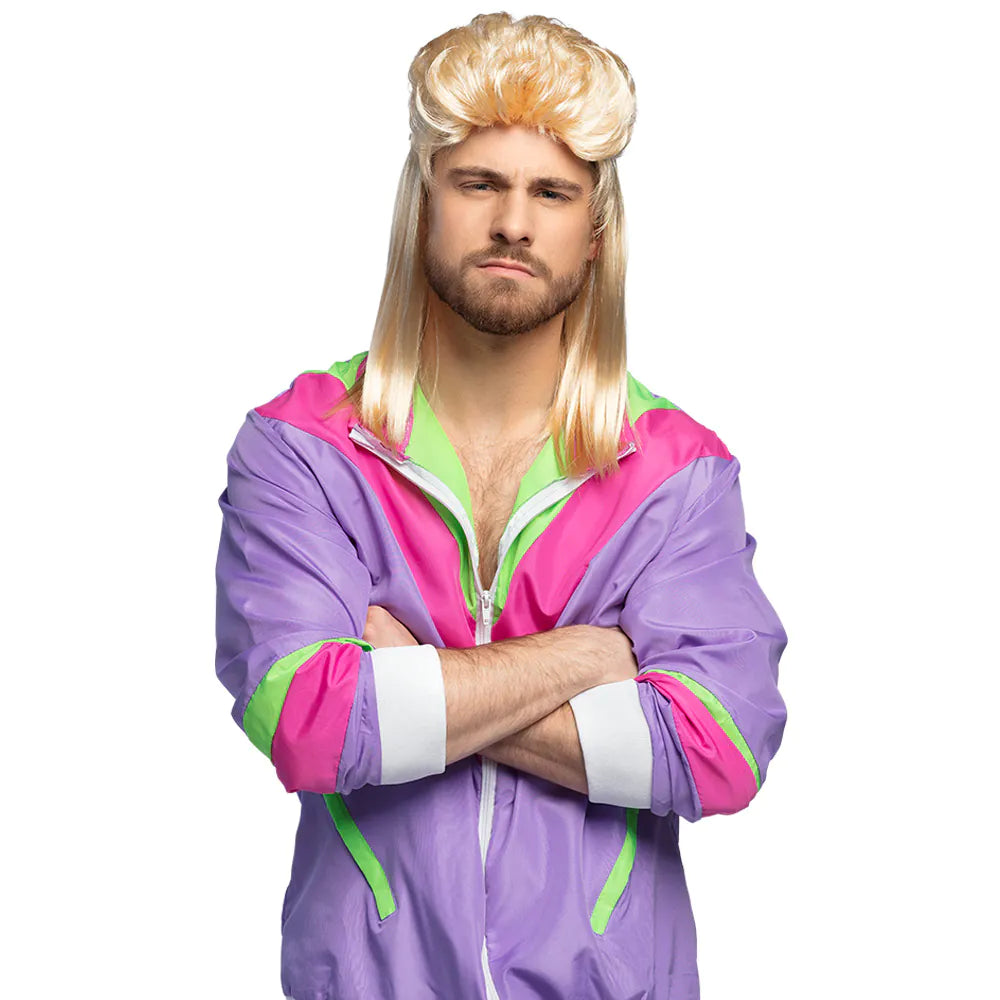 Trainingsanzug Retro 80er Lila UV für Herren – Größe XL, Neon Party Kostüm 13