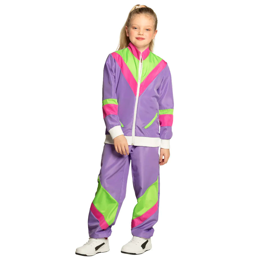 Retro 80s UV tracksuit for children, size 10-12 years, neon costume 3