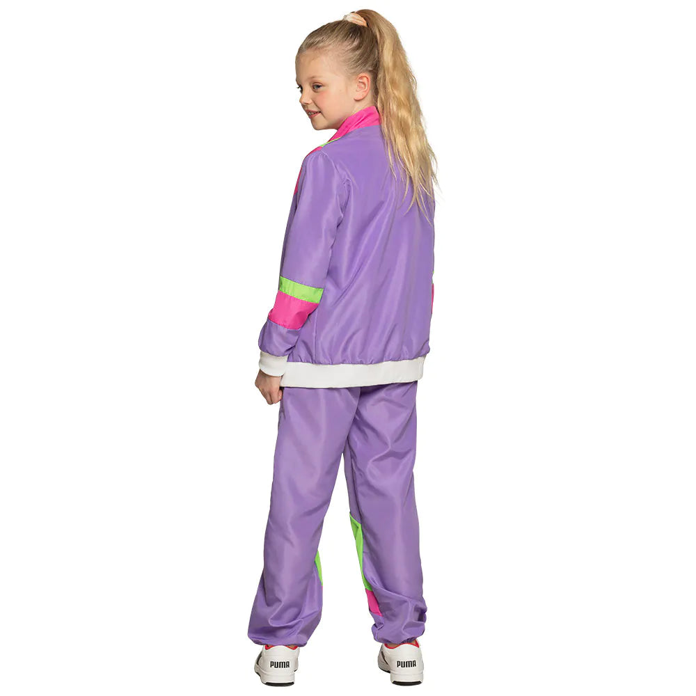Retro 80s UV tracksuit for children, size 10-12 years, neon costume 4
