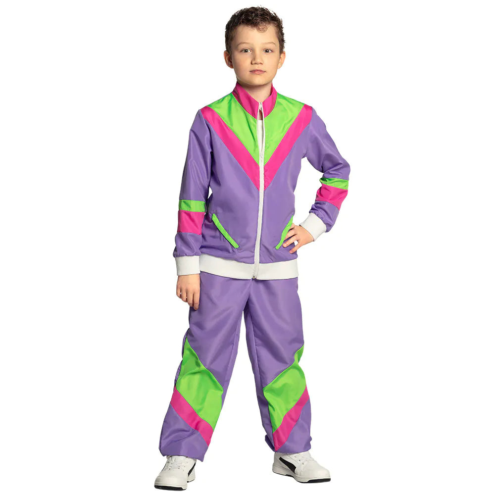 Retro 80s UV tracksuit for children, size 10-12 years, neon costume 6