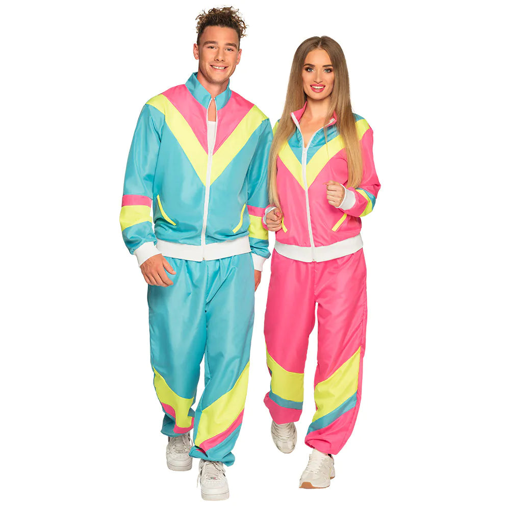Trainingsanzug Retro Damen 80-er neon-rosa UV Größenauswahl 20