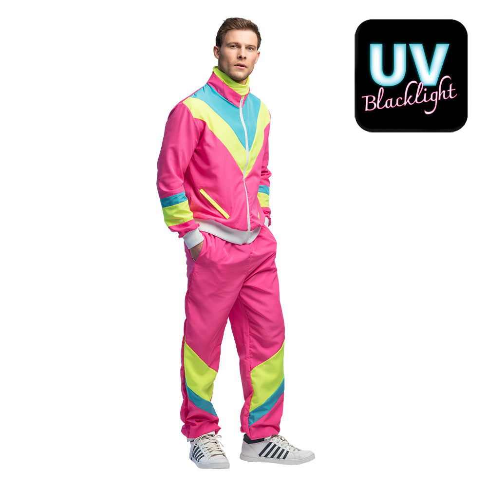Trainingsanzug Retro Herren 80-er neon-rosa UV in 2 Größen 7
