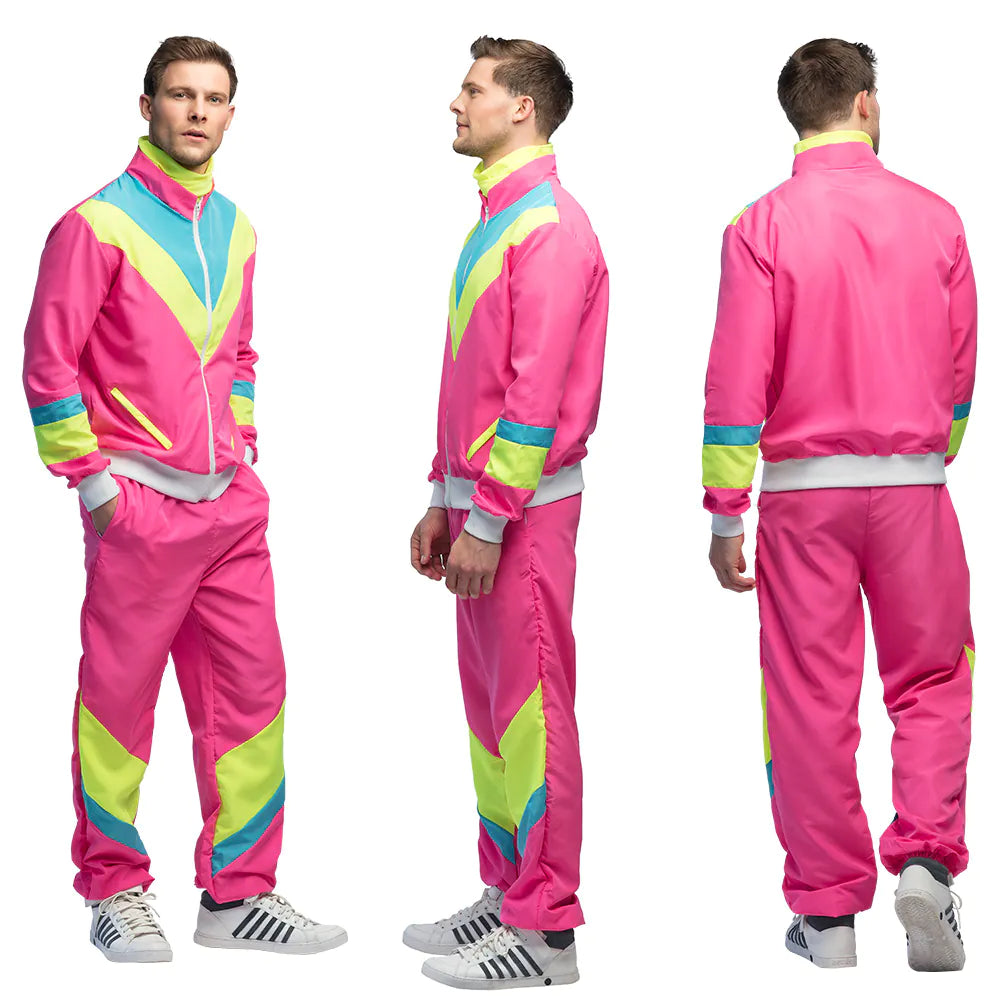 Trainingsanzug Retro Herren 80-er neon-rosa UV in 2 Größen 8
