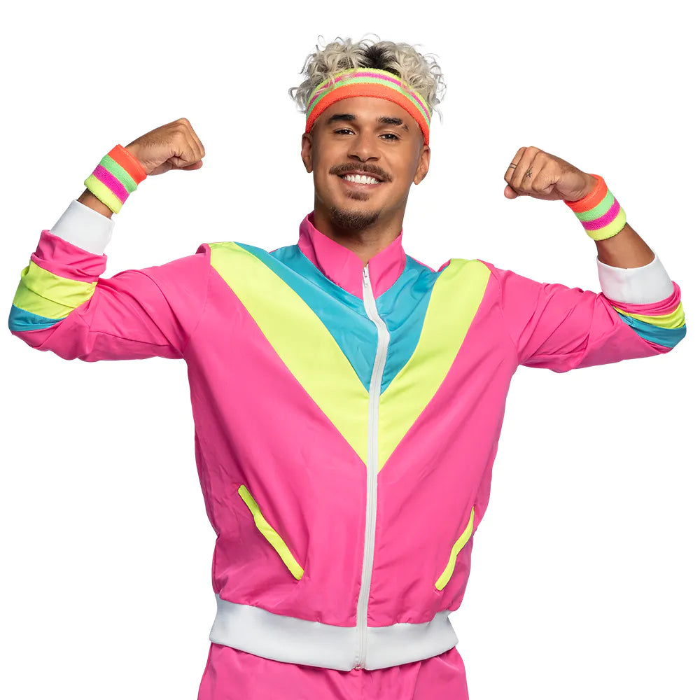 Trainingsanzug Retro Herren 80-er neon-rosa UV in 2 Größen 11