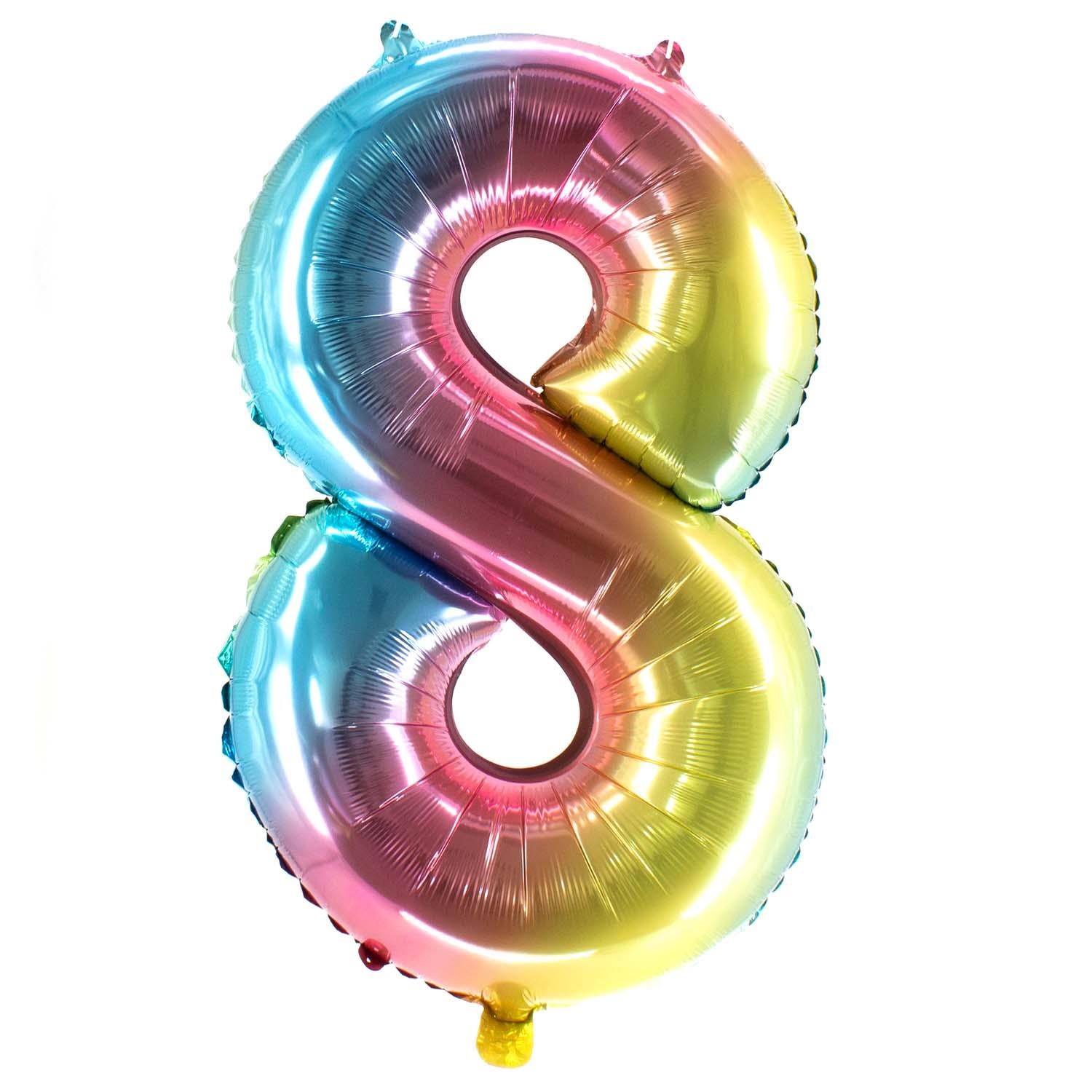 Foil balloons, number balloon, rainbow, 100 cm, numbers 0 to 9, shiny 13