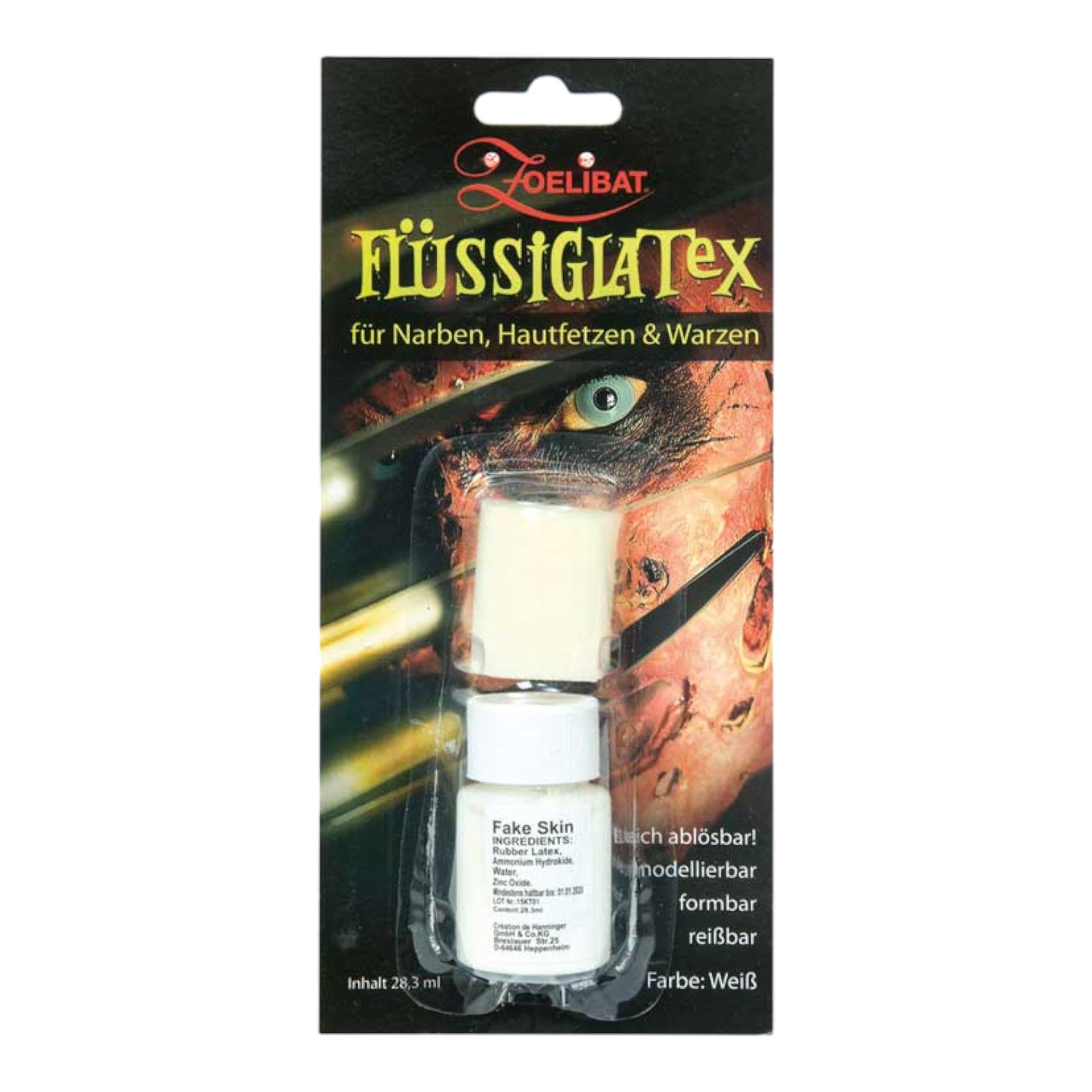 Zoelibat Flüssiges Latex Farbe Weiß 28,3 ml für Narben Hautfetzen Warzen 2