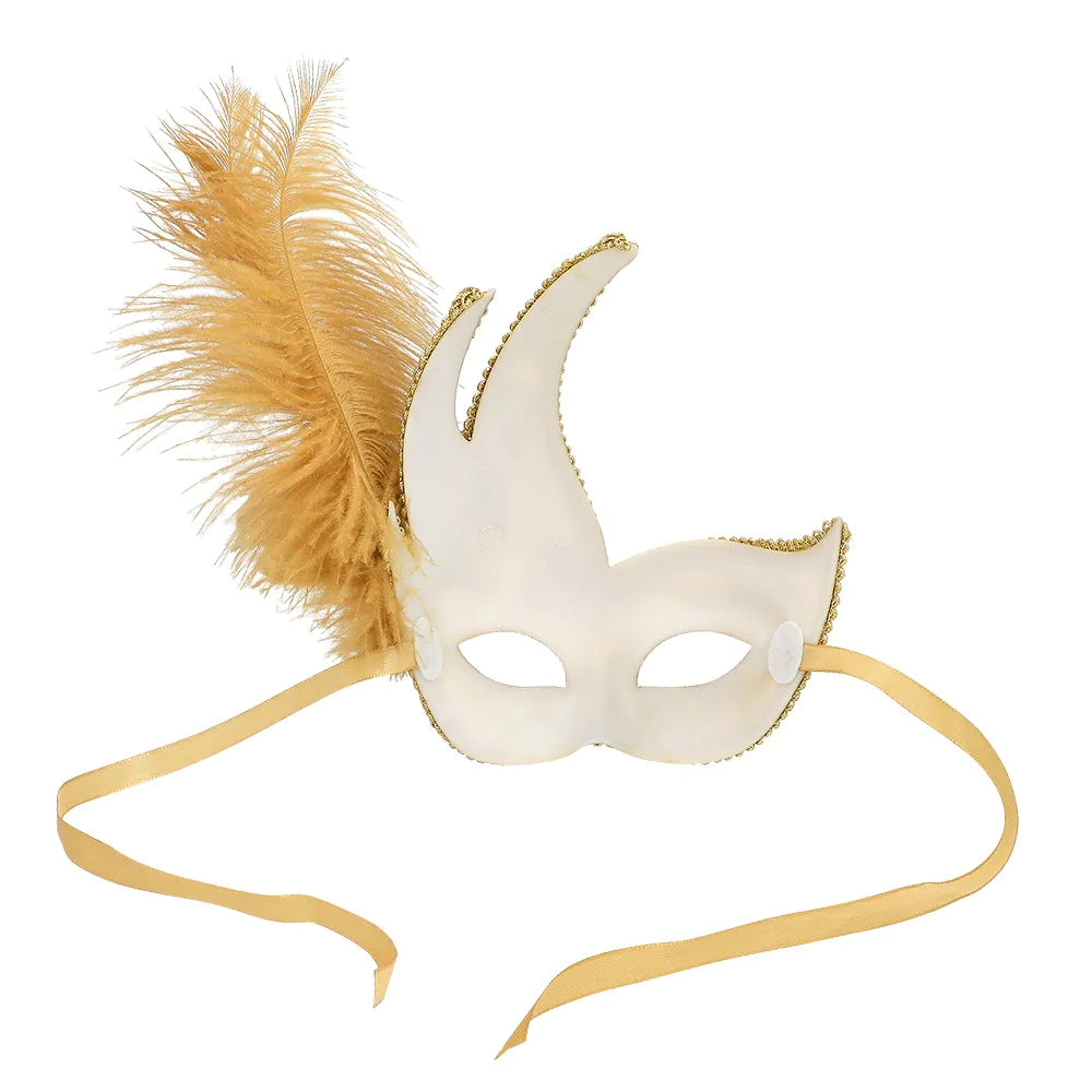 Augenmaske Venice Prezioso gold – Venezianische Maske mit Feder für Karneval 4