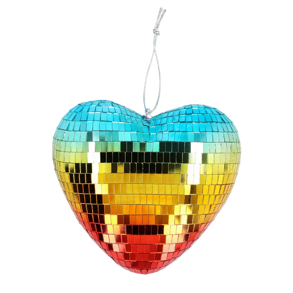 Discokugel Herz Regenbogen 19 cm bunte Spiegelkugel Party-Deko