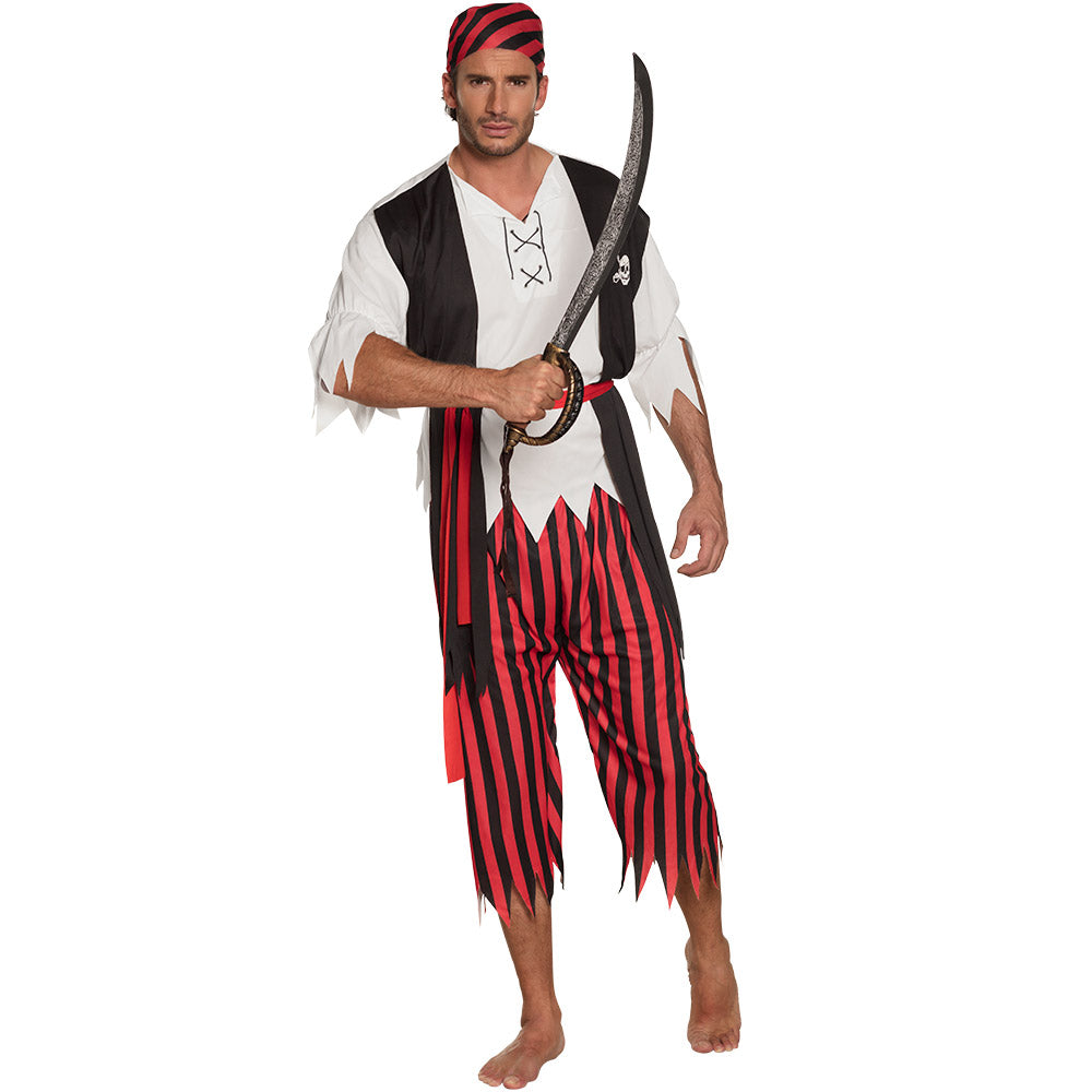 Erwachsenenkostüm Pirat Jack – 4-tlg Outfit mit Shirt, Hose, Weste & Bandana M/L