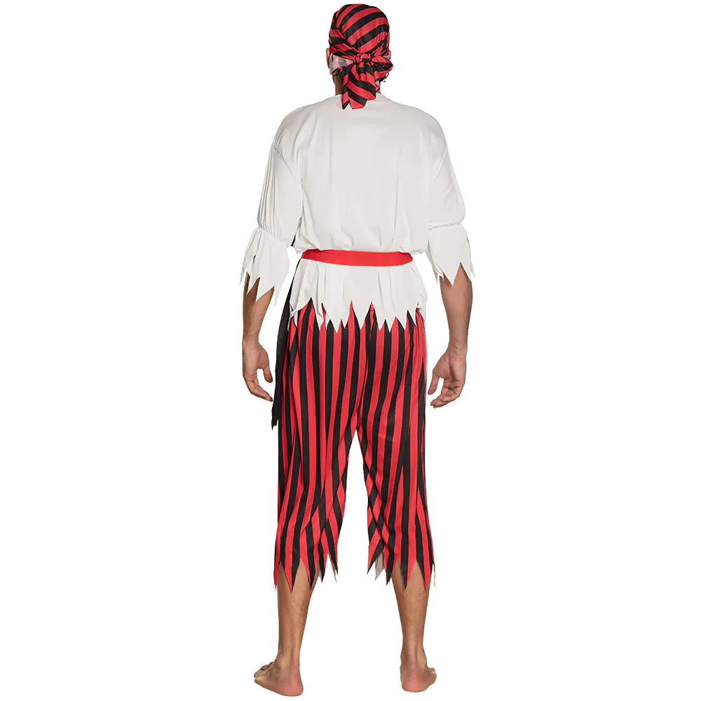 Erwachsenenkostüm Pirat Jack – 4-tlg Outfit mit Shirt, Hose, Weste & Bandana M/L 2