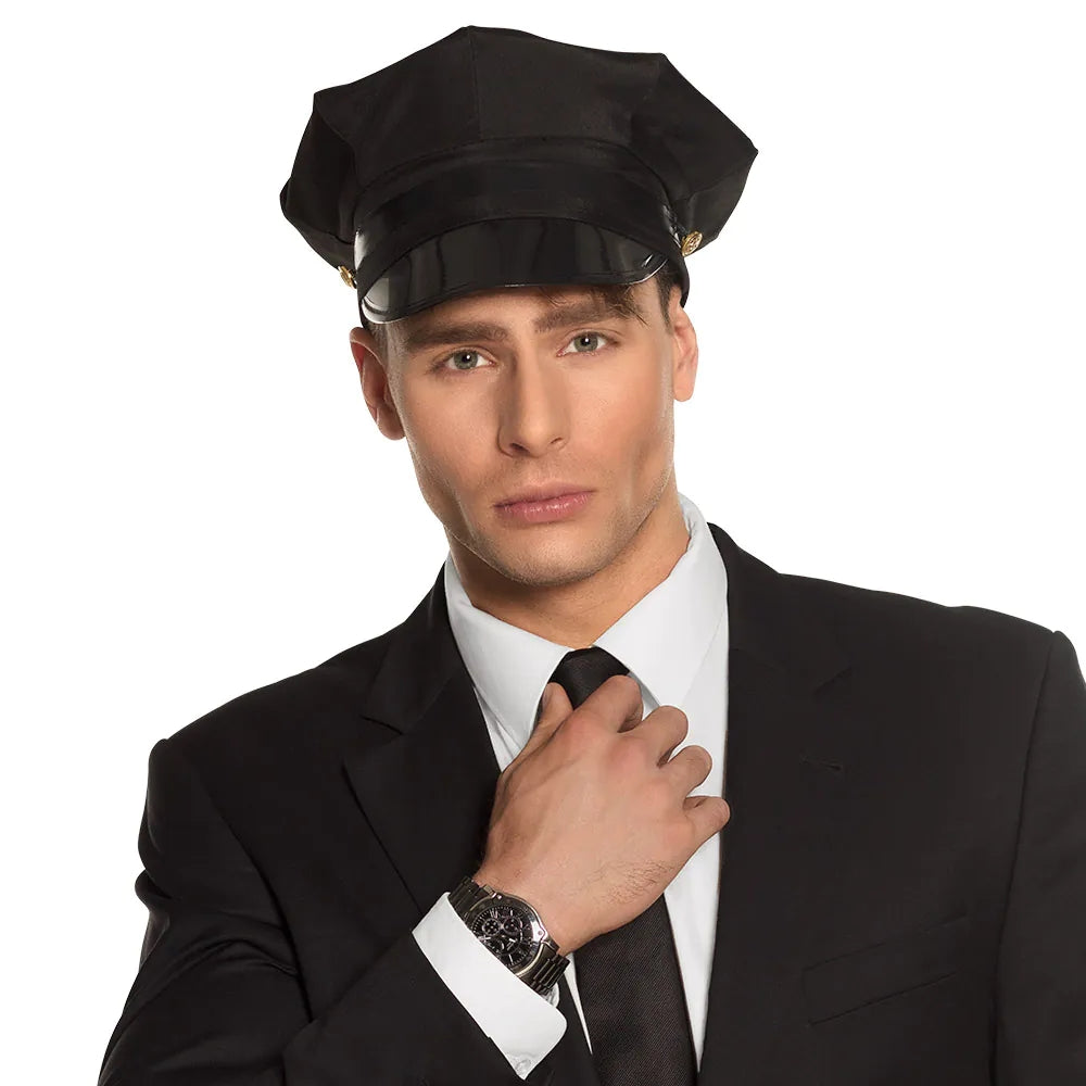 Fahrermütze schwarz klassische Chauffeur Mütze 1