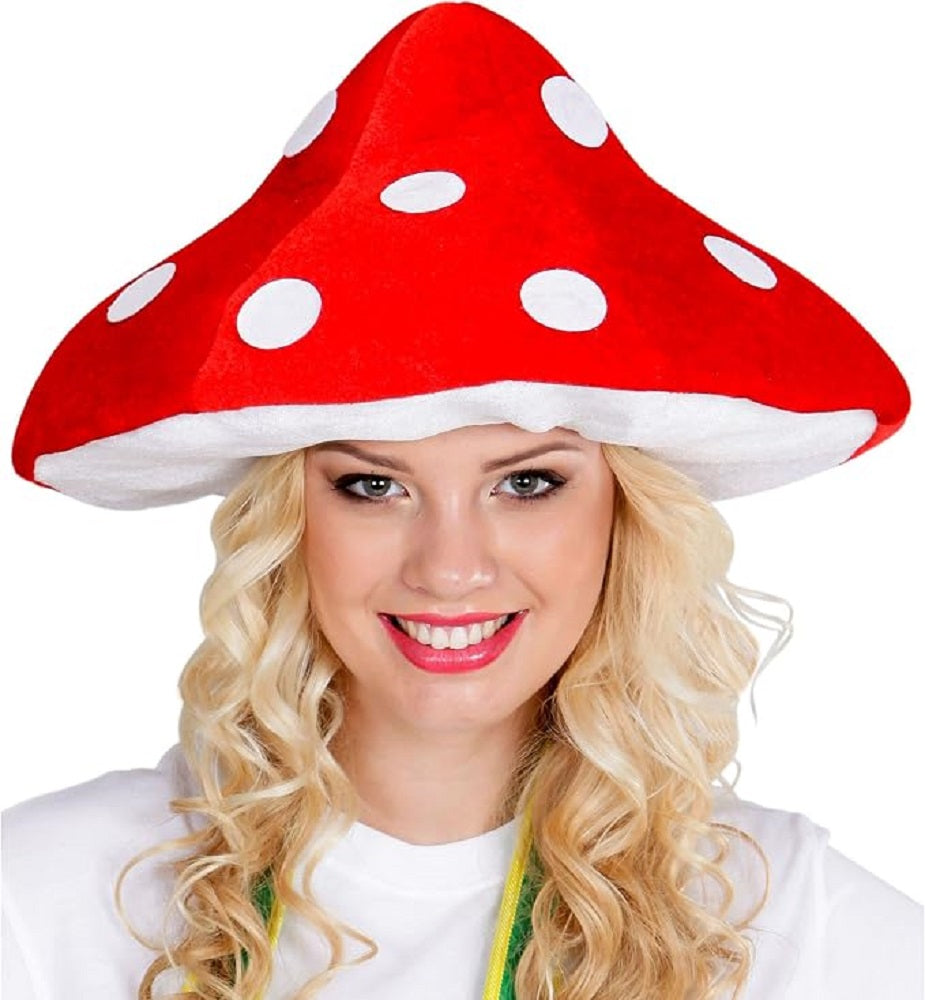 Fliegenpilz Hut rot weiß gepunktet ideal für Märchenkostüme Einheitsgröße Erwachsene Pilzhut für Fasching 3