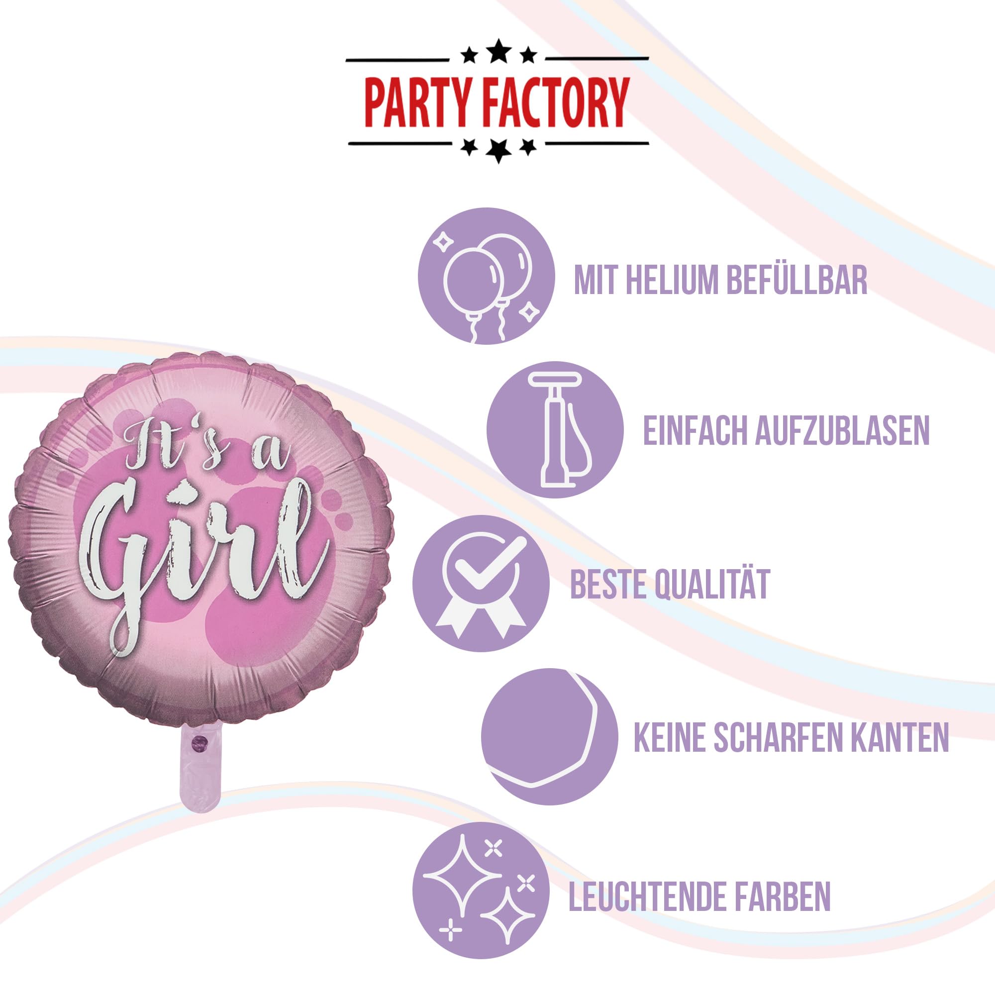 Folienballon Gender Reveal its a Girl rund 45cm 5