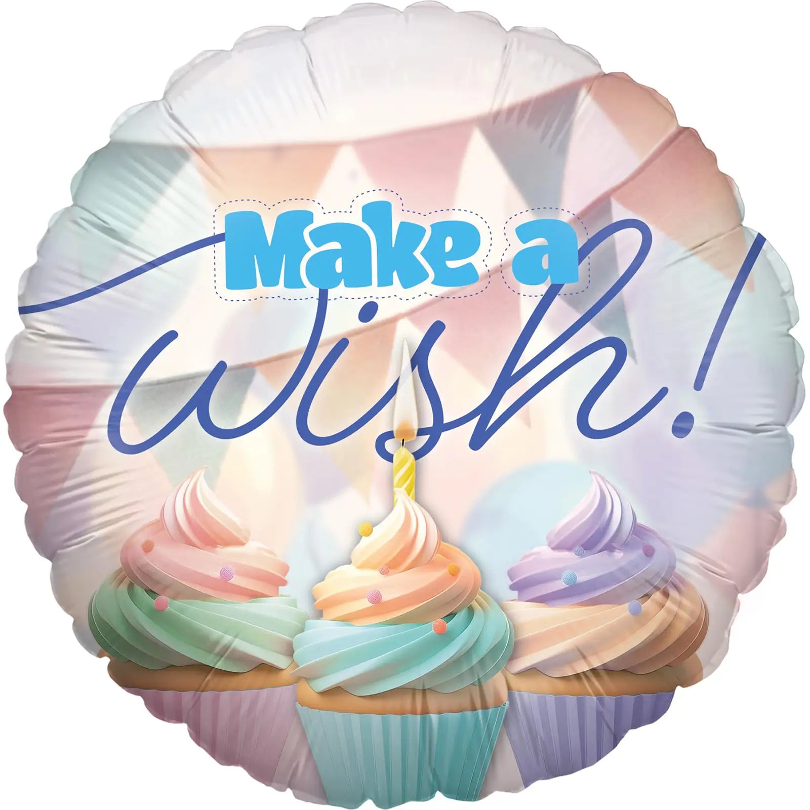 Folienballon Happy Birthday Pastel Rund 45cm Make a wish! 1