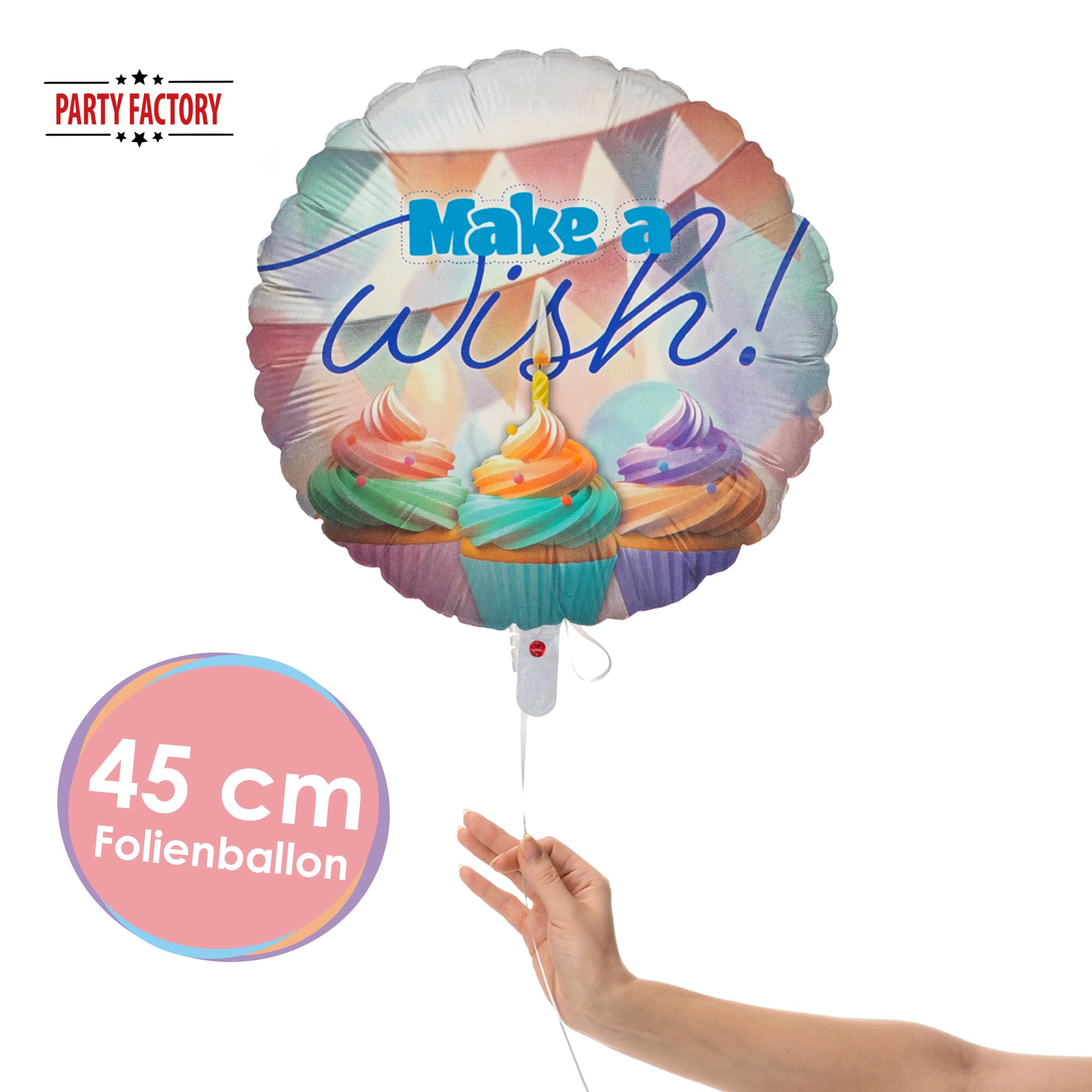 Folienballon Happy Birthday Pastel Rund 45cm Make a wish! 2