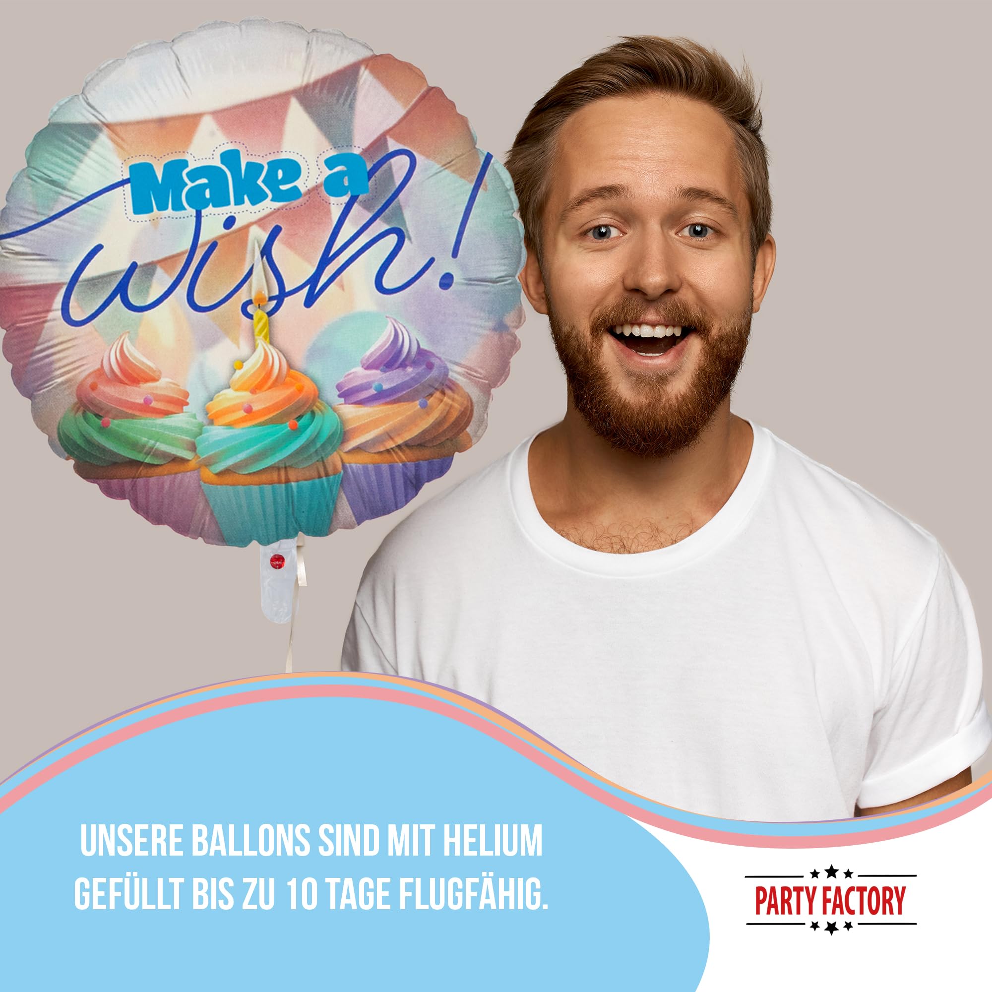 Folienballon Happy Birthday Pastel Rund 45cm Make a wish! 3