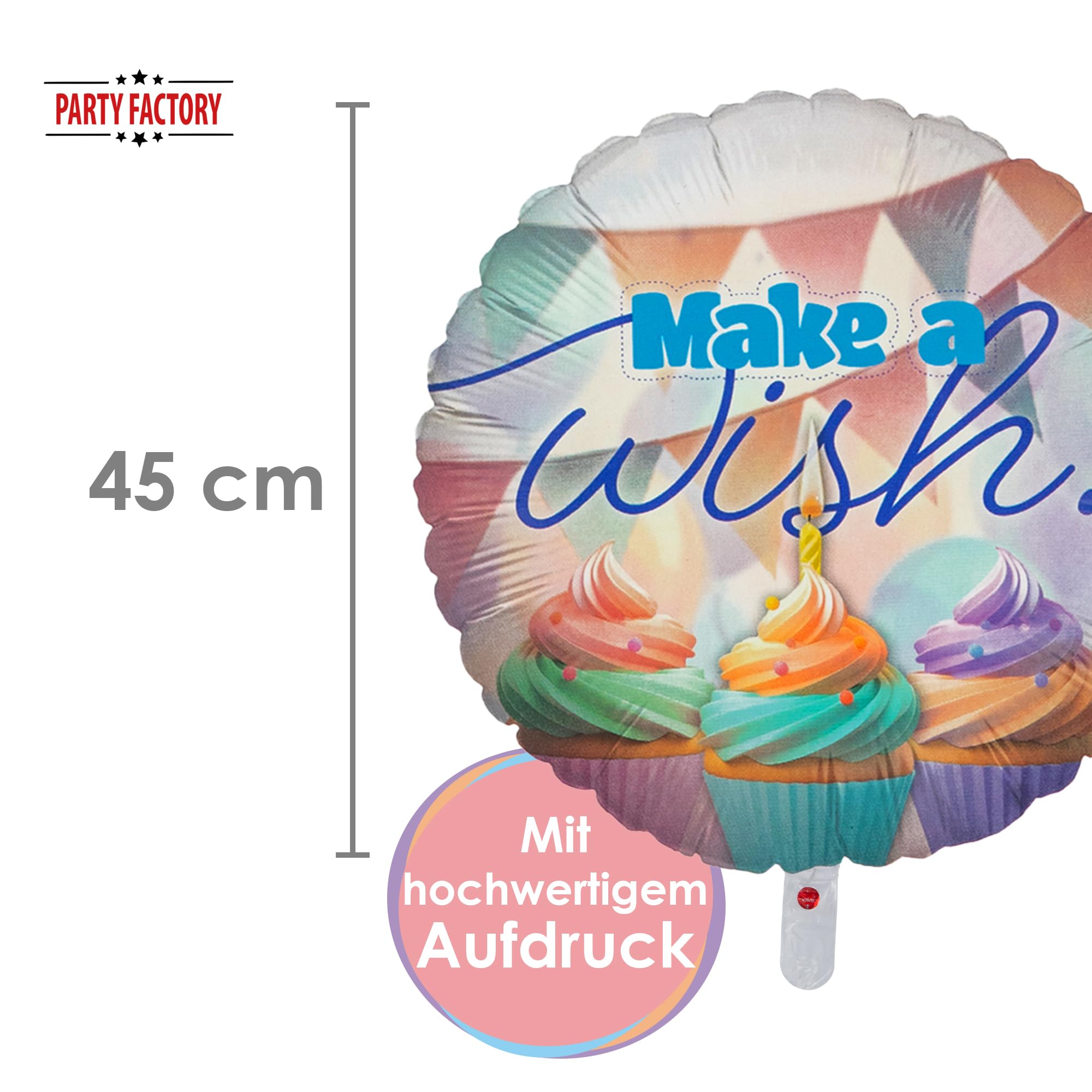 Folienballon Happy Birthday Pastel Rund 45cm Make a wish! 4