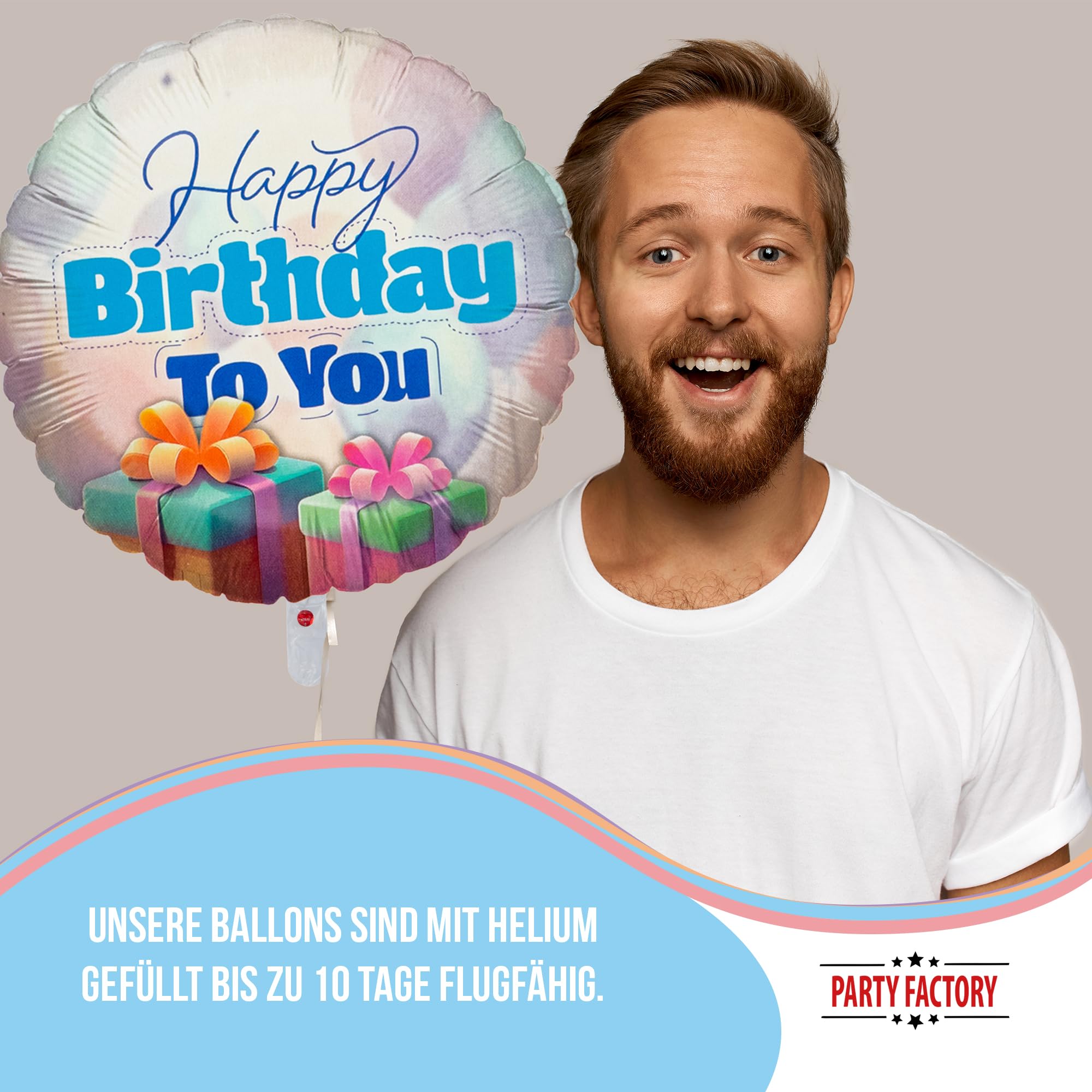 Folienballon Happy Birthday Pastel Rund 45cm Motiv 2 3