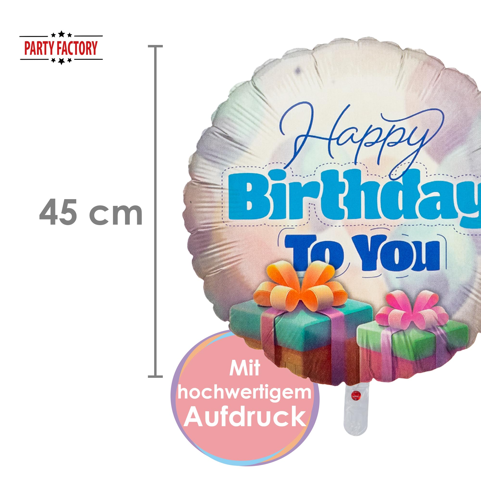 Folienballon Happy Birthday Pastel Rund 45cm Motiv 2 4