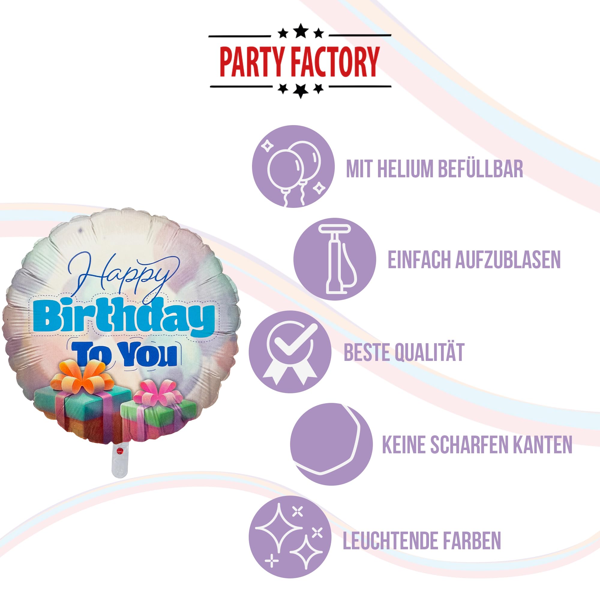 Folienballon Happy Birthday Pastel Rund 45cm Motiv 2 5