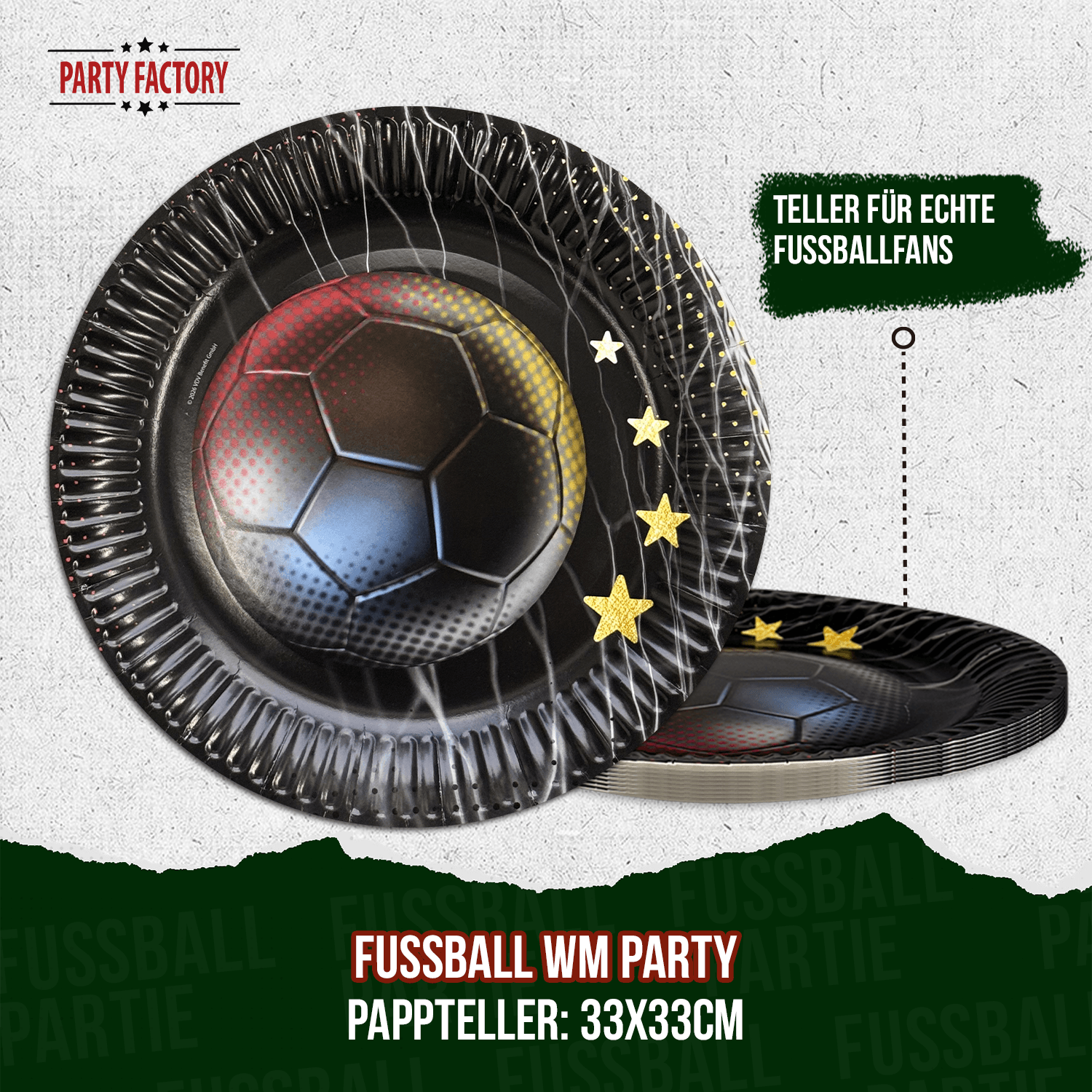 Fußball WM Pappteller Deutschland 4 Sterne 23 cm 8er Set Party Deko 3