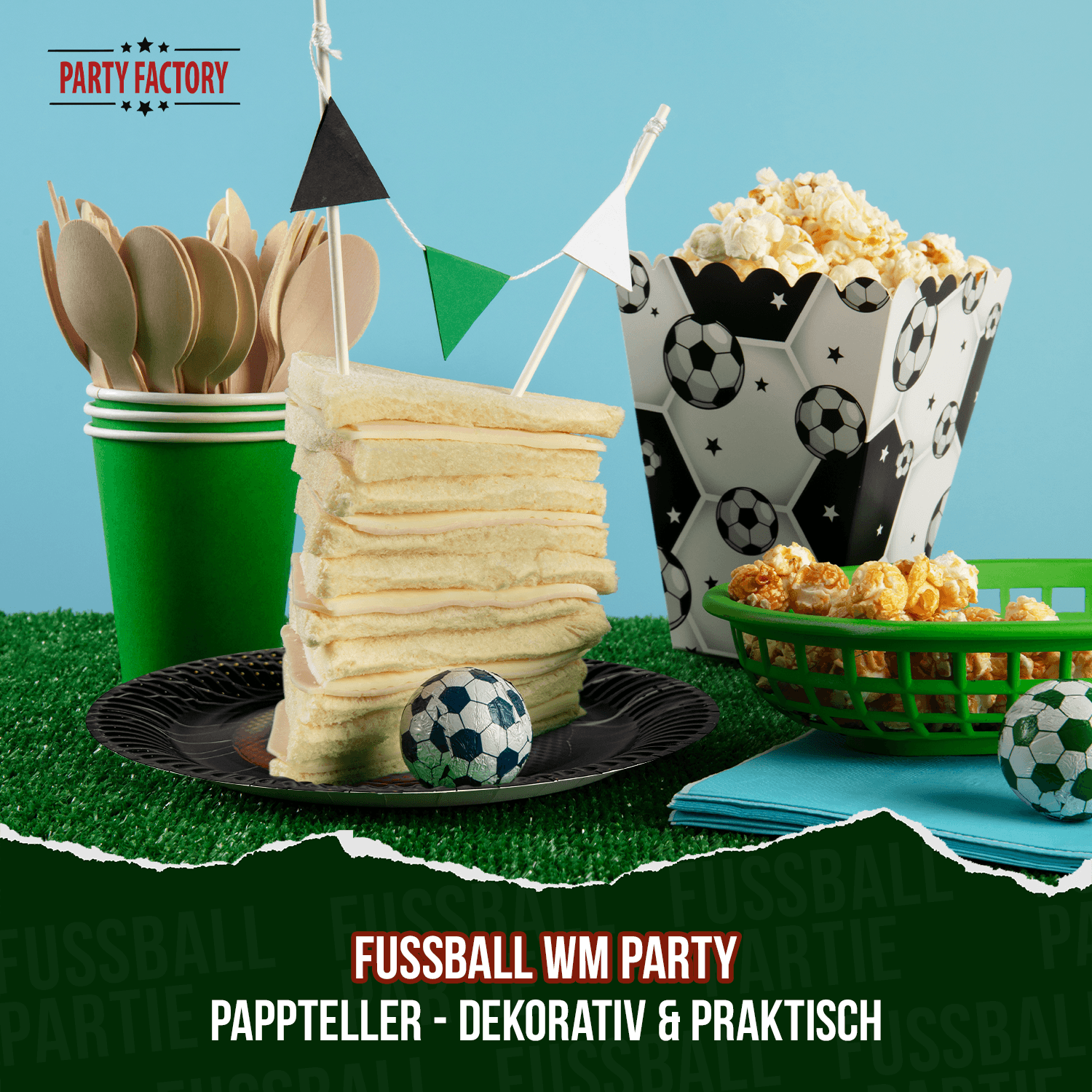 Fußball WM Pappteller Deutschland 4 Sterne 23 cm 8er Set Party Deko 4