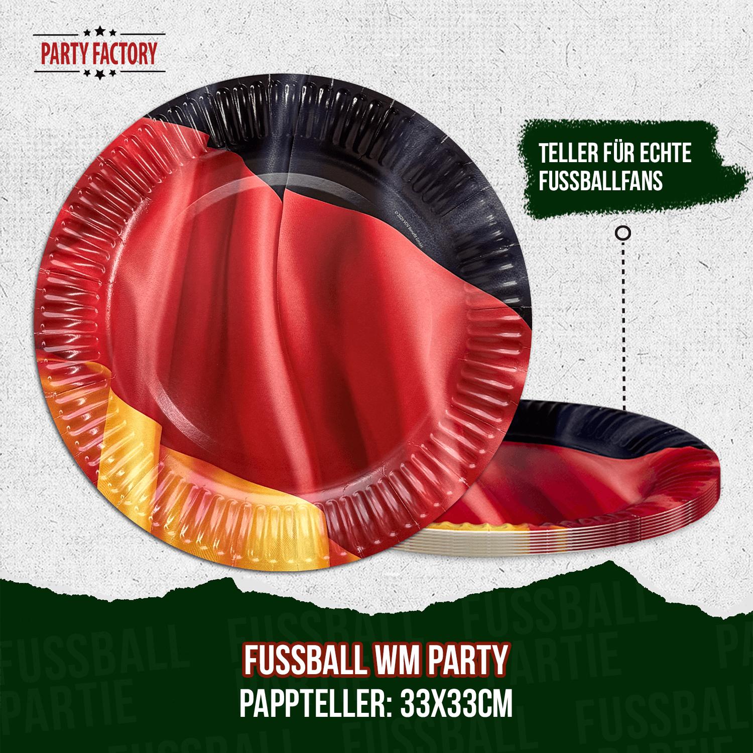 Fußball WM Pappteller Deutschland Flagge 23 cm 8er Set Party Deko 3