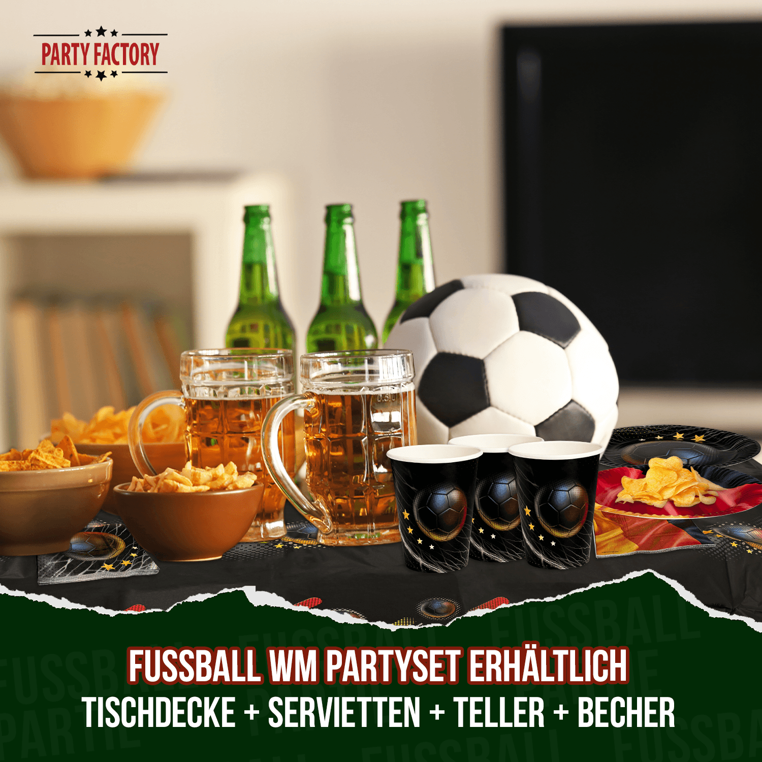 Fußball WM Tischdecke Deutschland 4 Sterne 120 x 180 cm EM Party Deko 6