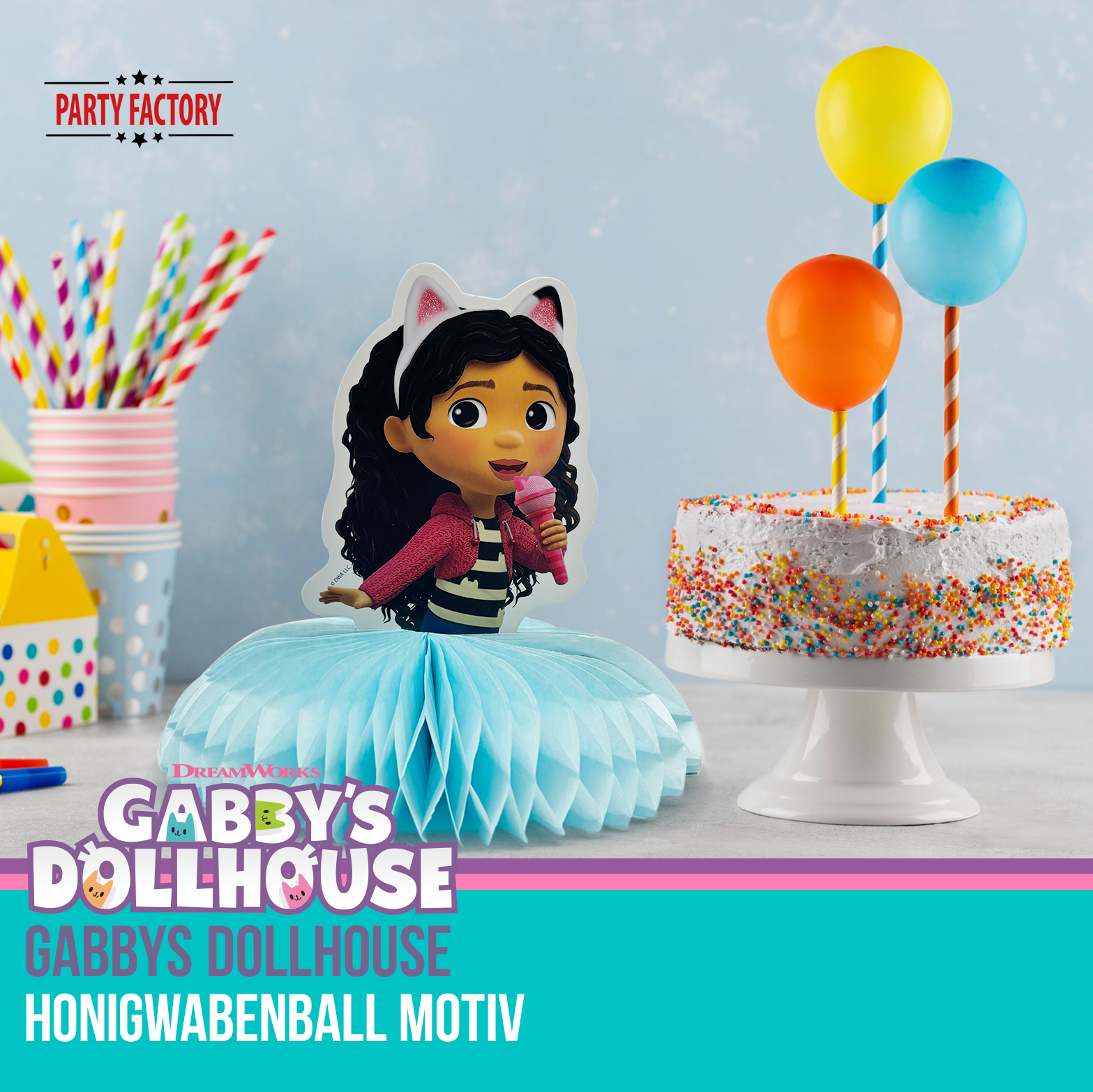 Gabby’s Dollhouse Honigwabenball Motiv 1 – Party Deko für Kindergeburtstag 3