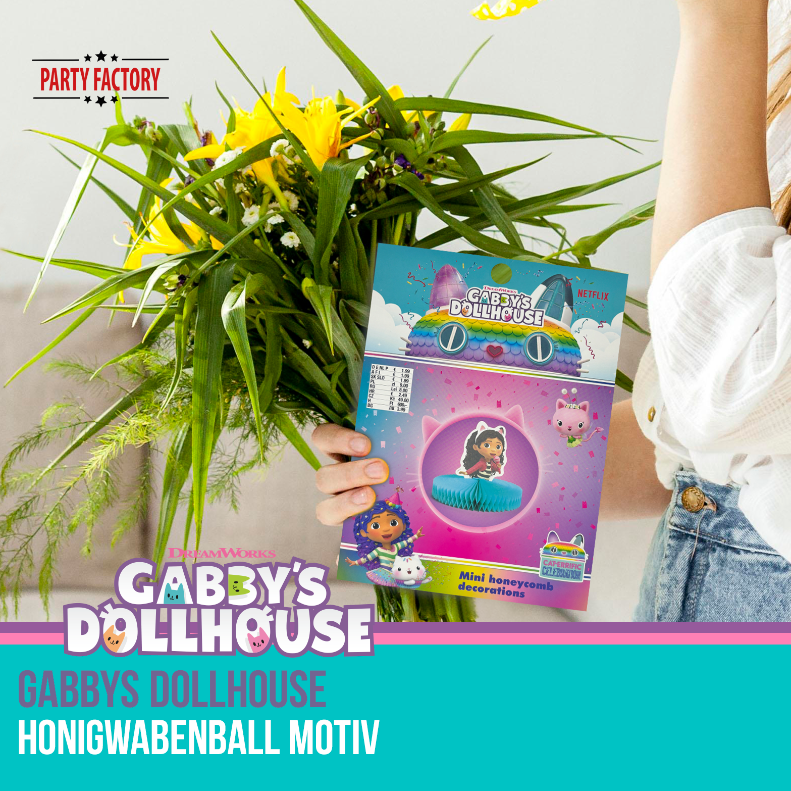 Gabby’s Dollhouse Honigwabenball Motiv 1 – Party Deko für Kindergeburtstag 4