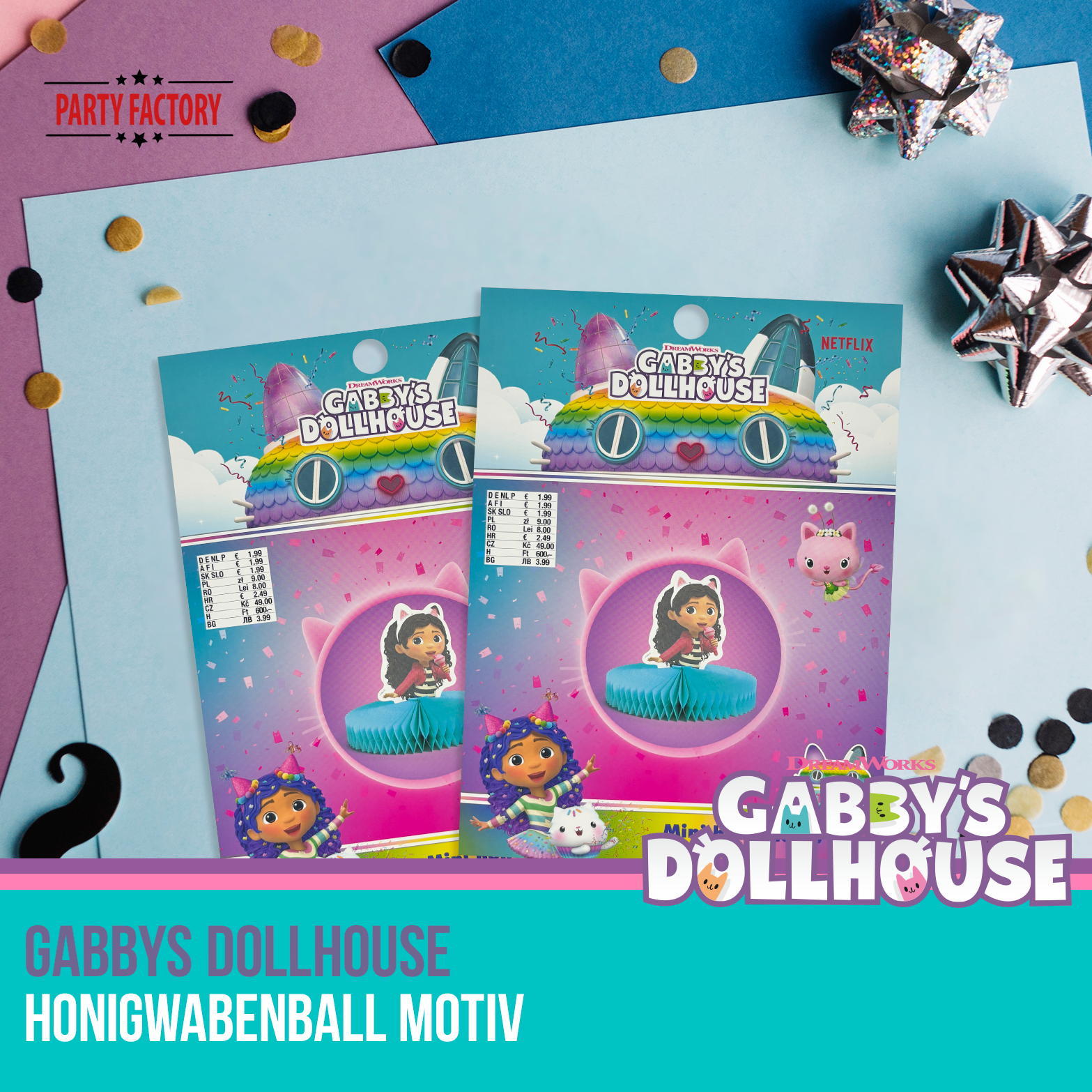 Gabby’s Dollhouse Honigwabenball Motiv 1 – Party Deko für Kindergeburtstag 6
