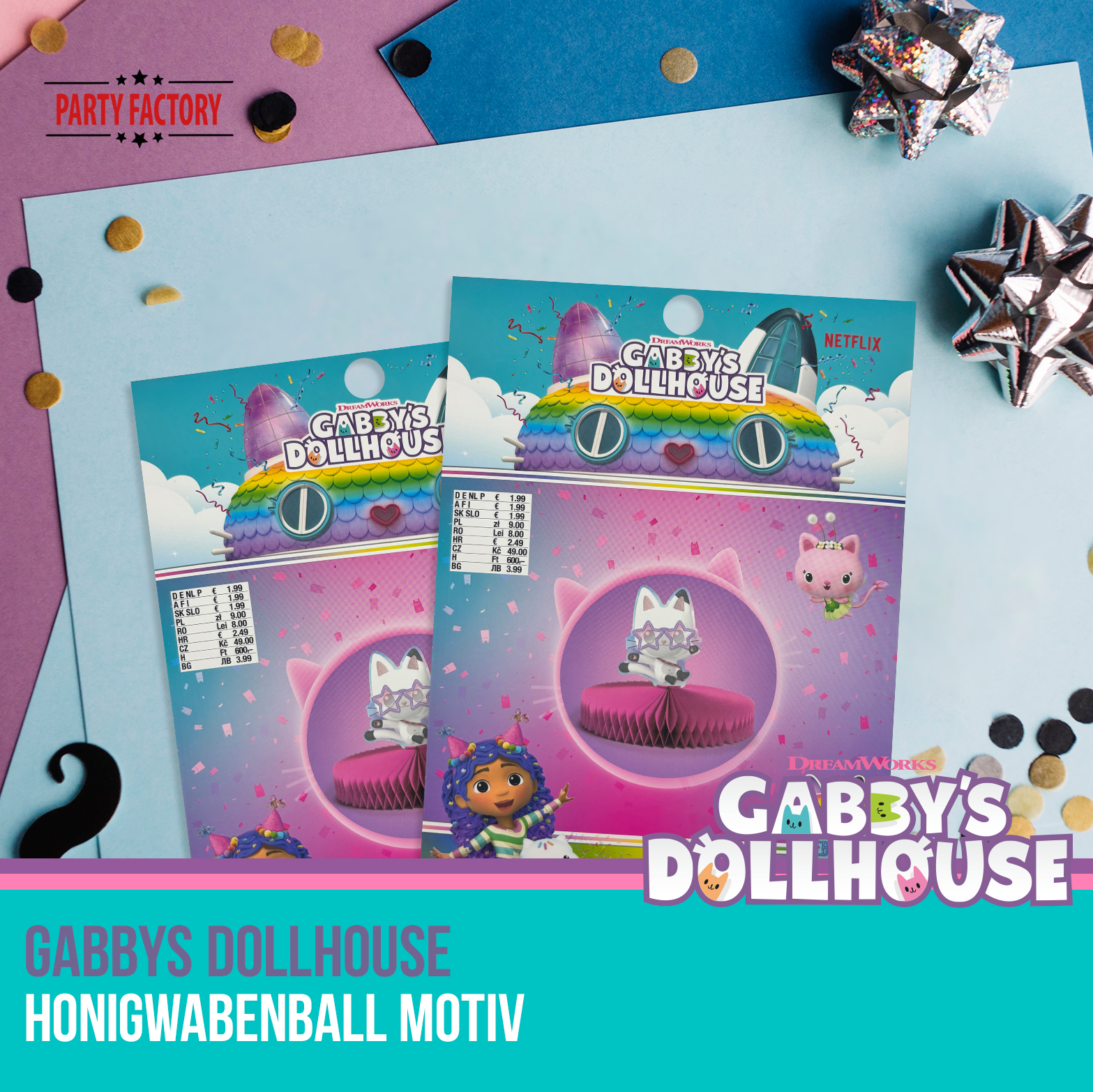 Gabby’s Dollhouse Honigwabenball Motiv 3 Pandy – Party Deko Kindergeburtstag 6