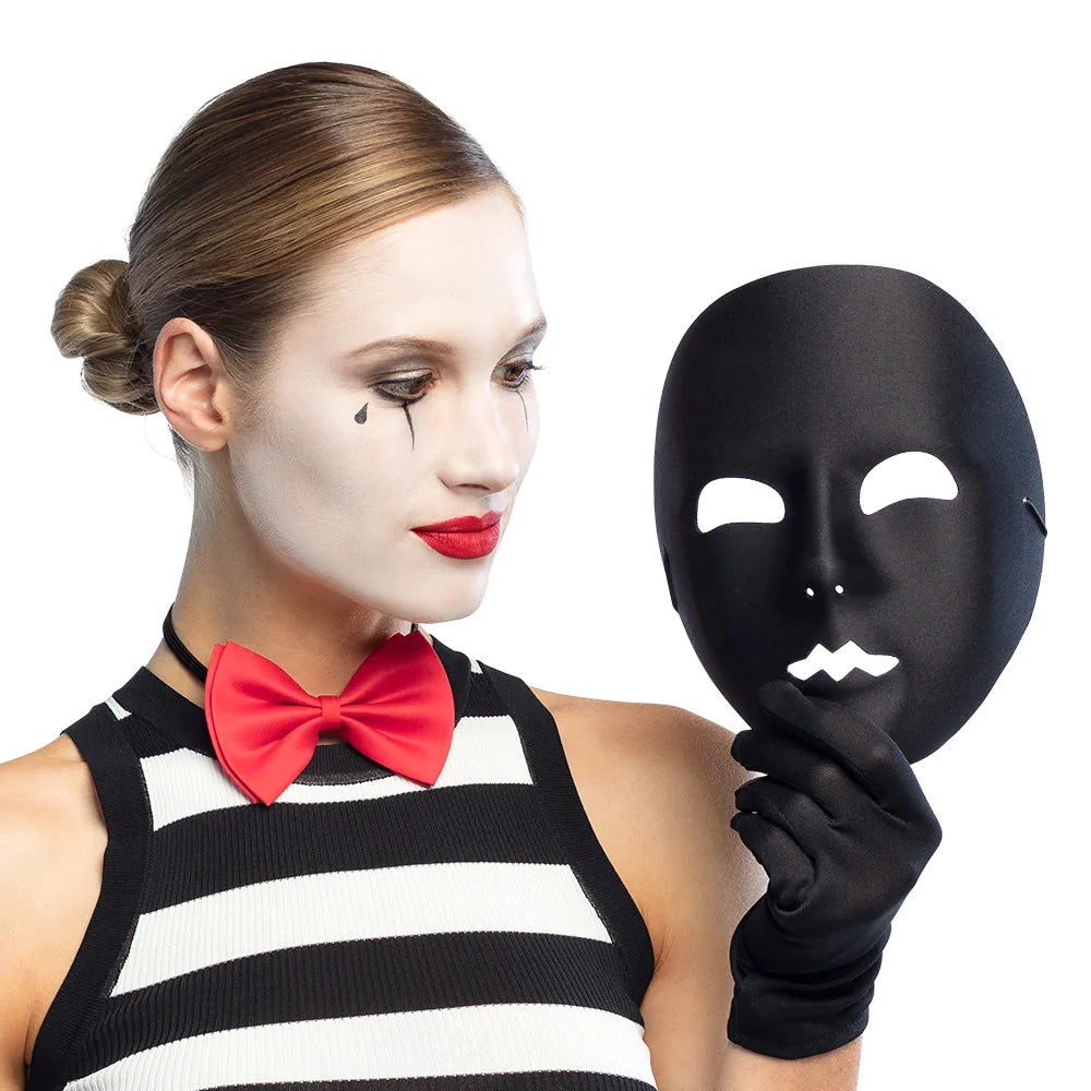 Gesichtsmaske Pantomime schwarz neutrale Maske für Karneval, Theater Party