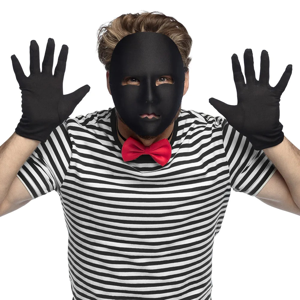 Gesichtsmaske Pantomime schwarz neutrale Maske für Karneval, Theater Party 4