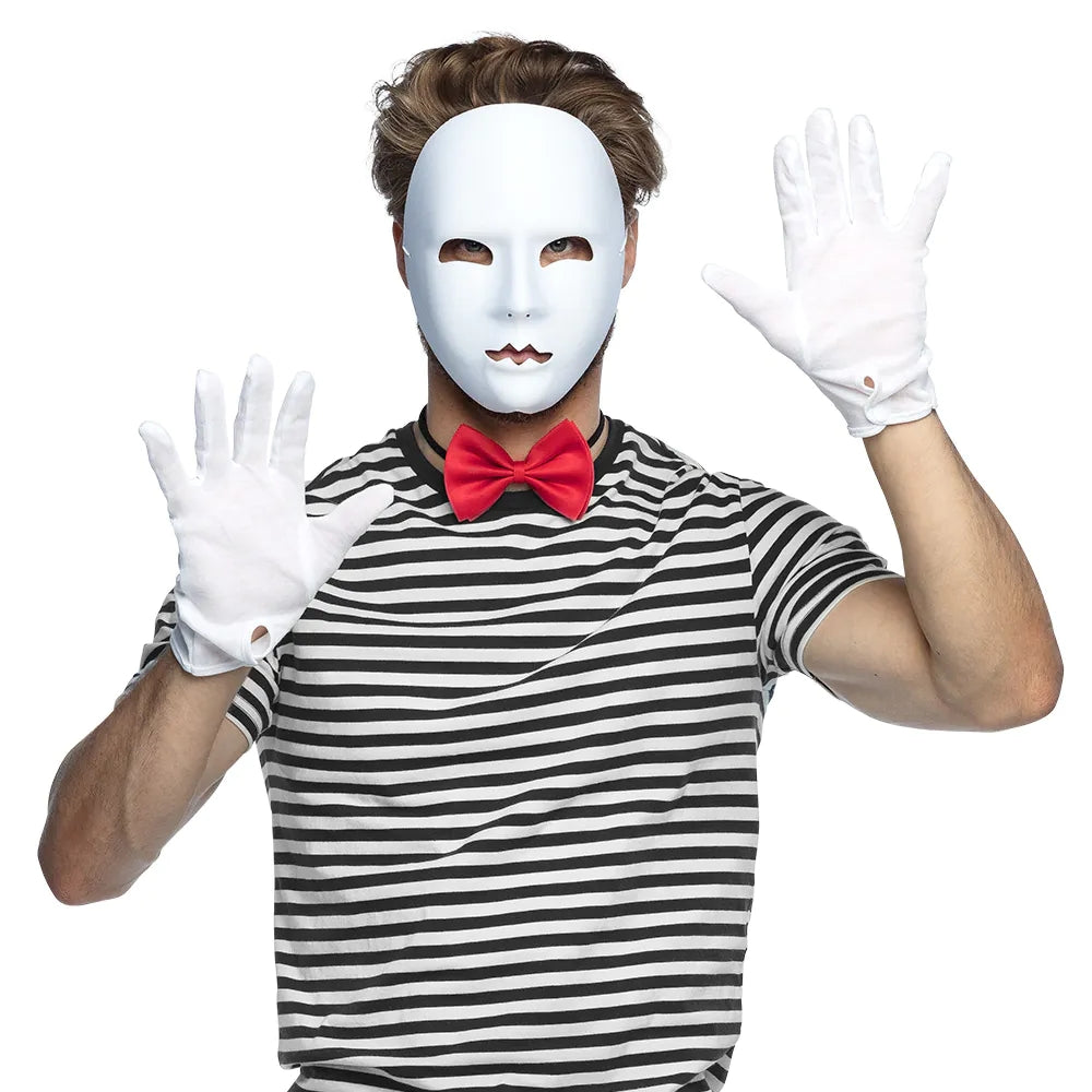 Gesichtsmaske Pantomime weiß – neutrale Maske für Karneval, Theater & Party 3