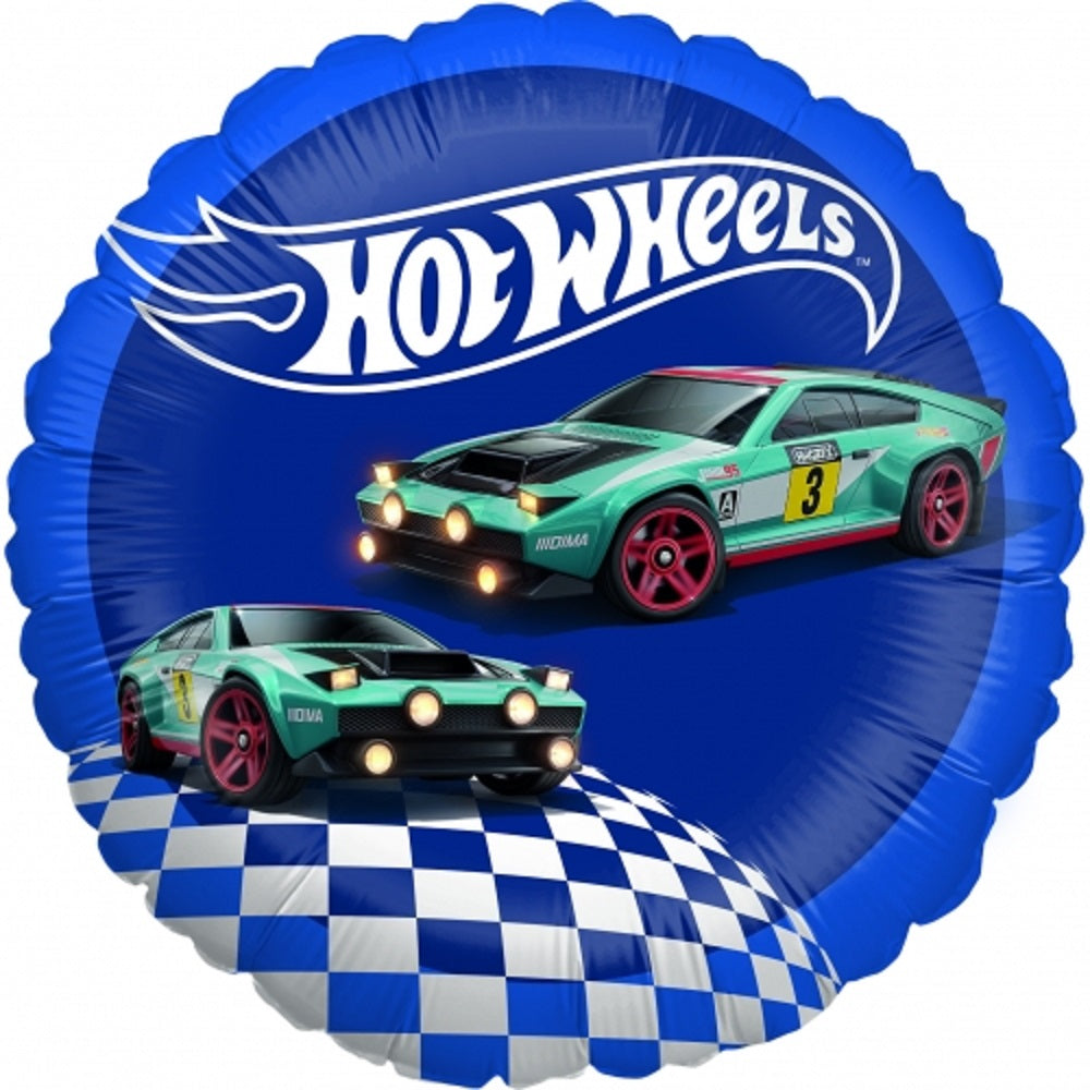 Hot Wheels Folienballon rund 45 cm Rennwagen blau 1