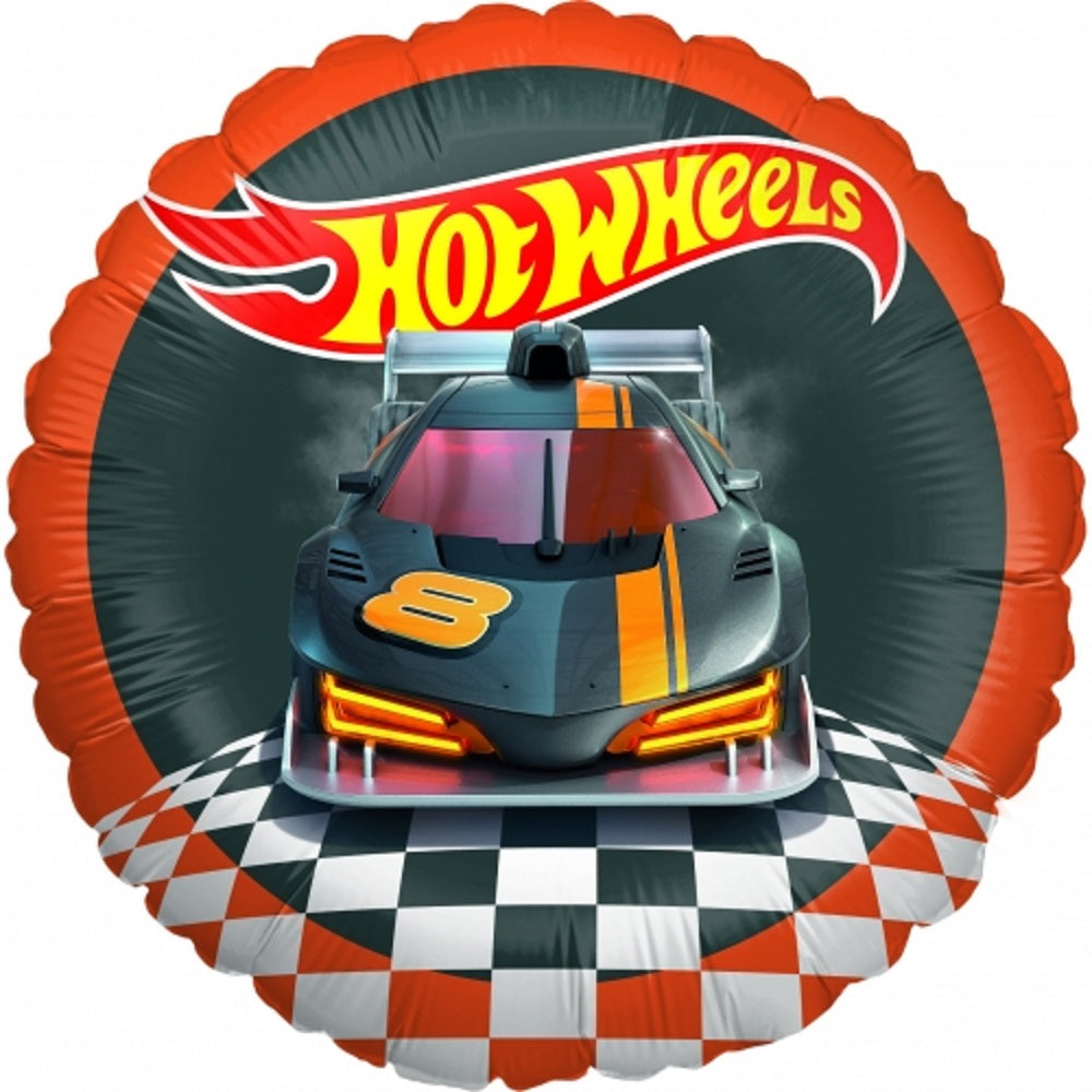 Hot Wheels Folienballon rund 45 cm Rennwagen rot 1