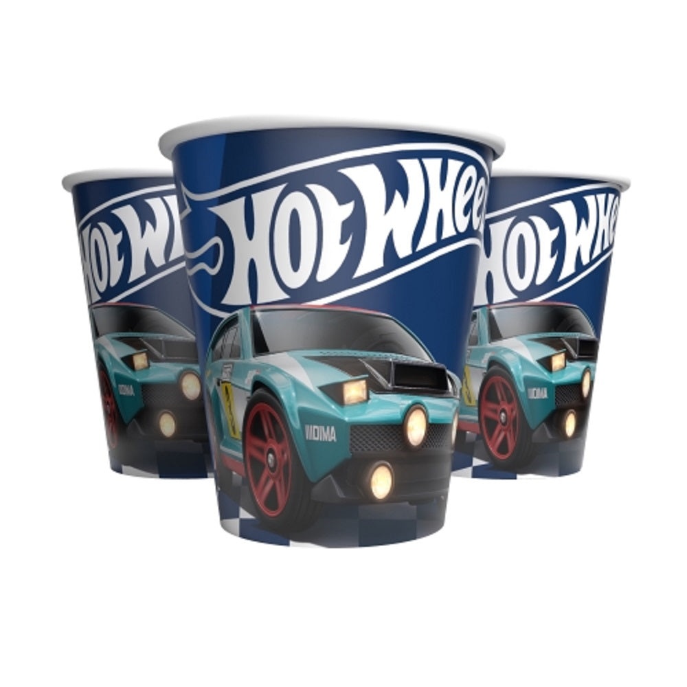 Hot Wheels Pappbecher 250 ml 8er Rennwagen blau 1