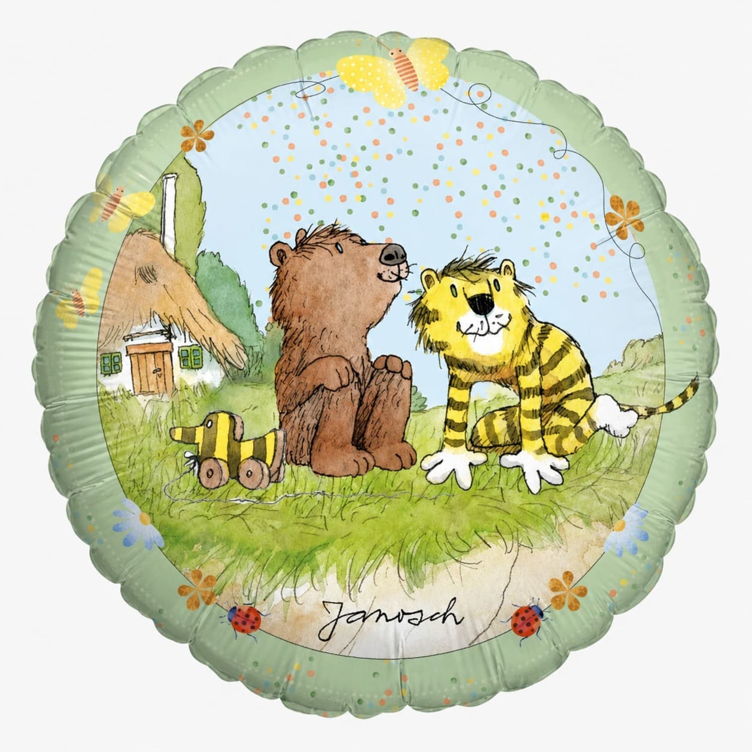 Janosch Folienballon Tiger & Bär pastellig rund 45 cm 1