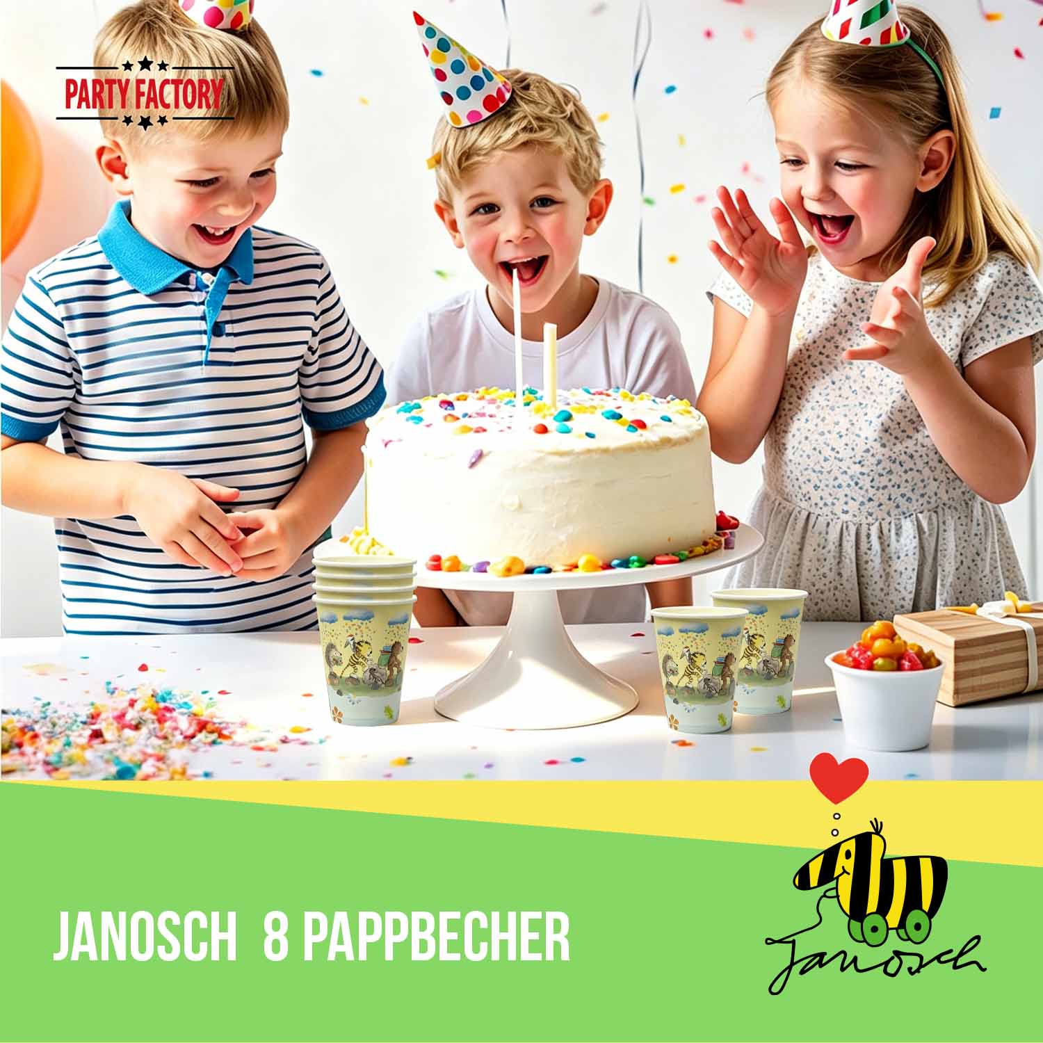 Janosch pastellig Pappbecher 250 ml 8er 3