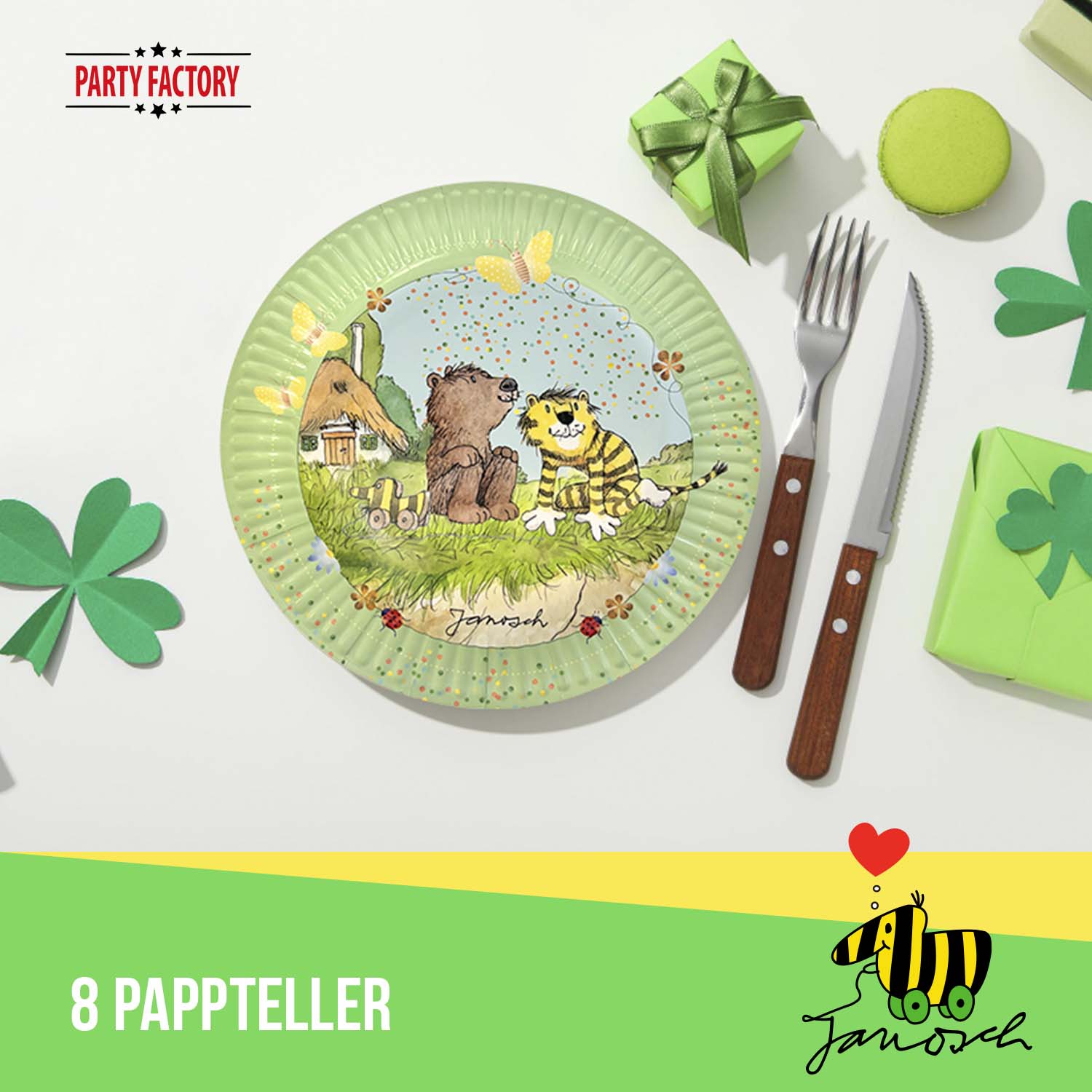 Janosch pastellig Pappteller 23cm 8er 3
