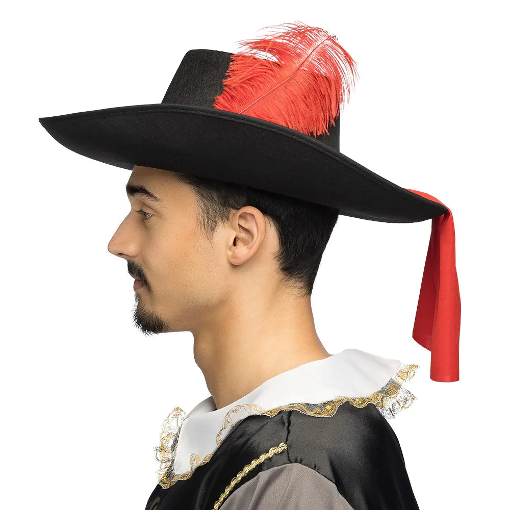 Musketier Hut Sebastien schwarz edler Kostümhut mit Feder 4